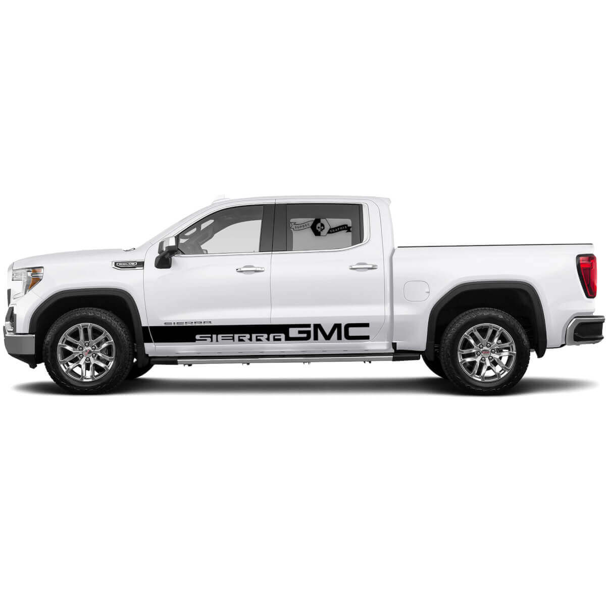 2x Side Stripes Decal For 1500 GMC Sierra Rocker Panel Vinyl Stickers Decal Graphic Kit
