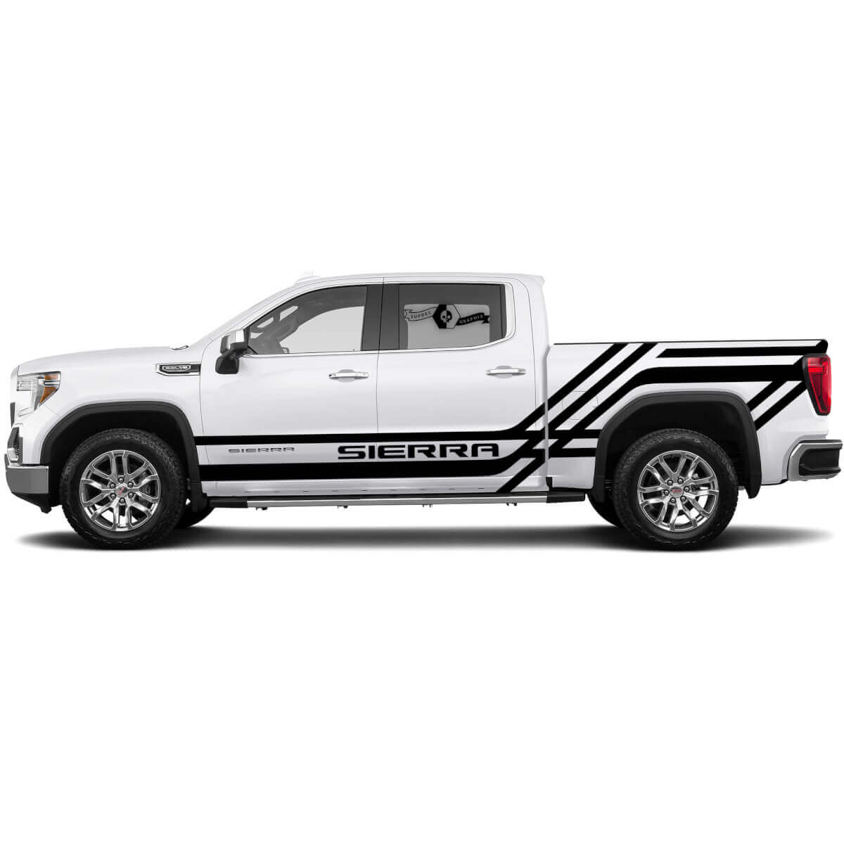 2x Side Stripes Decal For 1500 GMC Sierra Rocker Panel Bed Side SPLASH Vinyl Stickers Decal Graphic Kit
