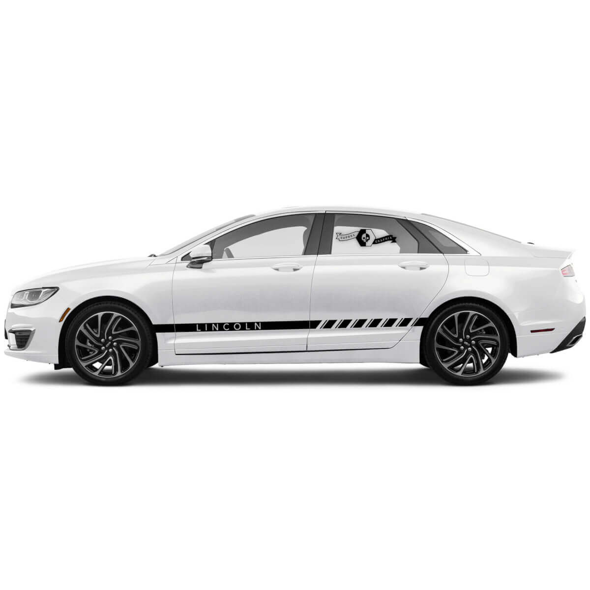 2 x 2020 Lincoln MKZ Doors Logo Stripes Rocker Panel Side Lines Vinyl Decals Graphics Sticker
