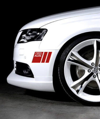 Branded Racing Style Side Fender Stripes Vinyl Decal Set for Audi Cars