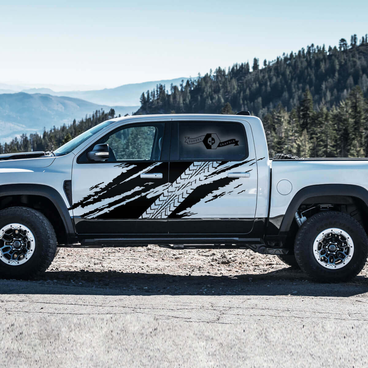 Mud Tire Track Doors Vinyl Sticker Decal for Dodge Ram 1500 TRX
