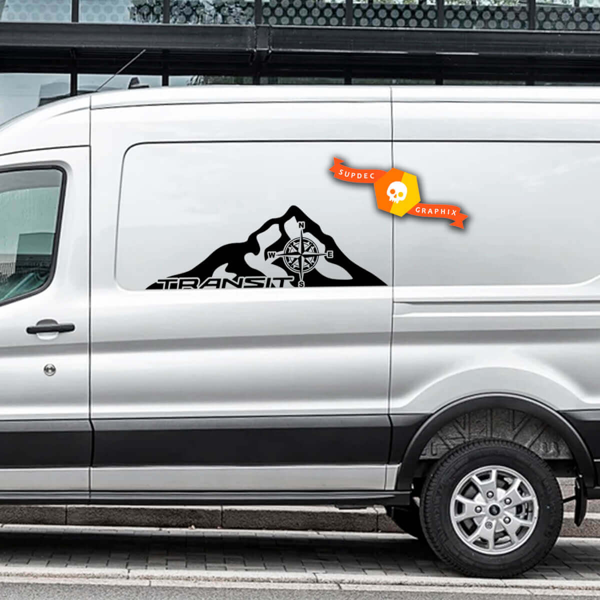 Pair 2023 FORD TRANSIT-TRAIL Mountain Compass Logo Vinyl Stickers Decals Any Size For Nissan, Toyota, Chevy, GMC, Dodge, Ford
