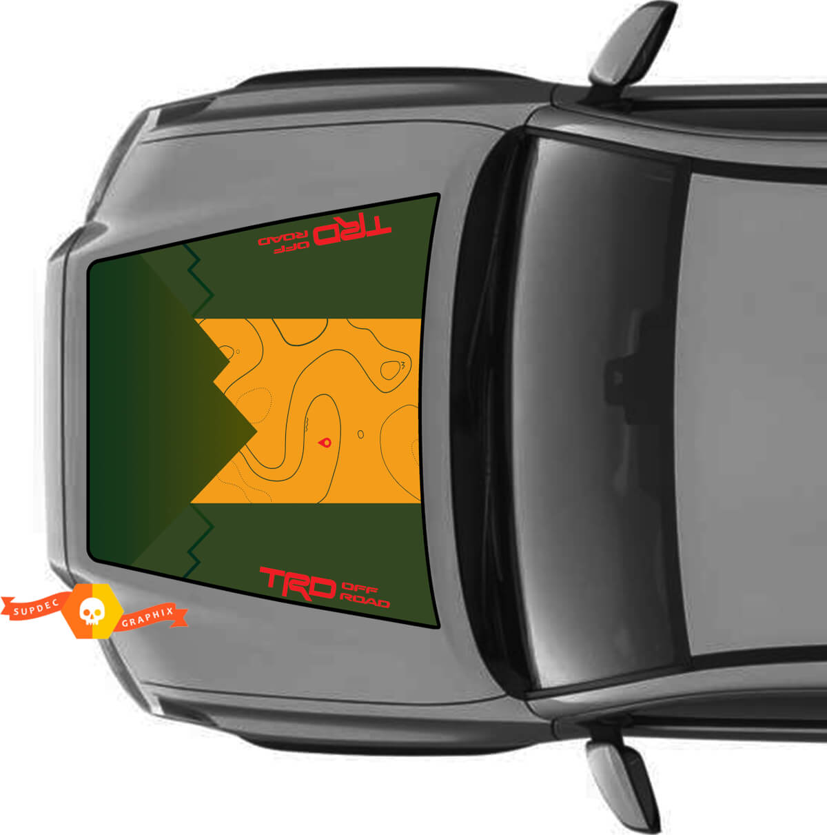 Hood TRD Off Road Mountains Topographic Map Hood Stripes Vinyl Stickers Decal fit to Toyota Tacoma 2016 - 2022 models
