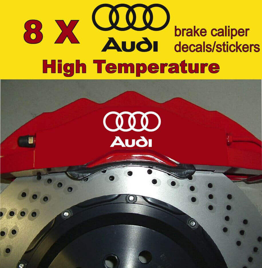 Audi Rings Brake Caliper Vinyl Decals Set for Audi Cars