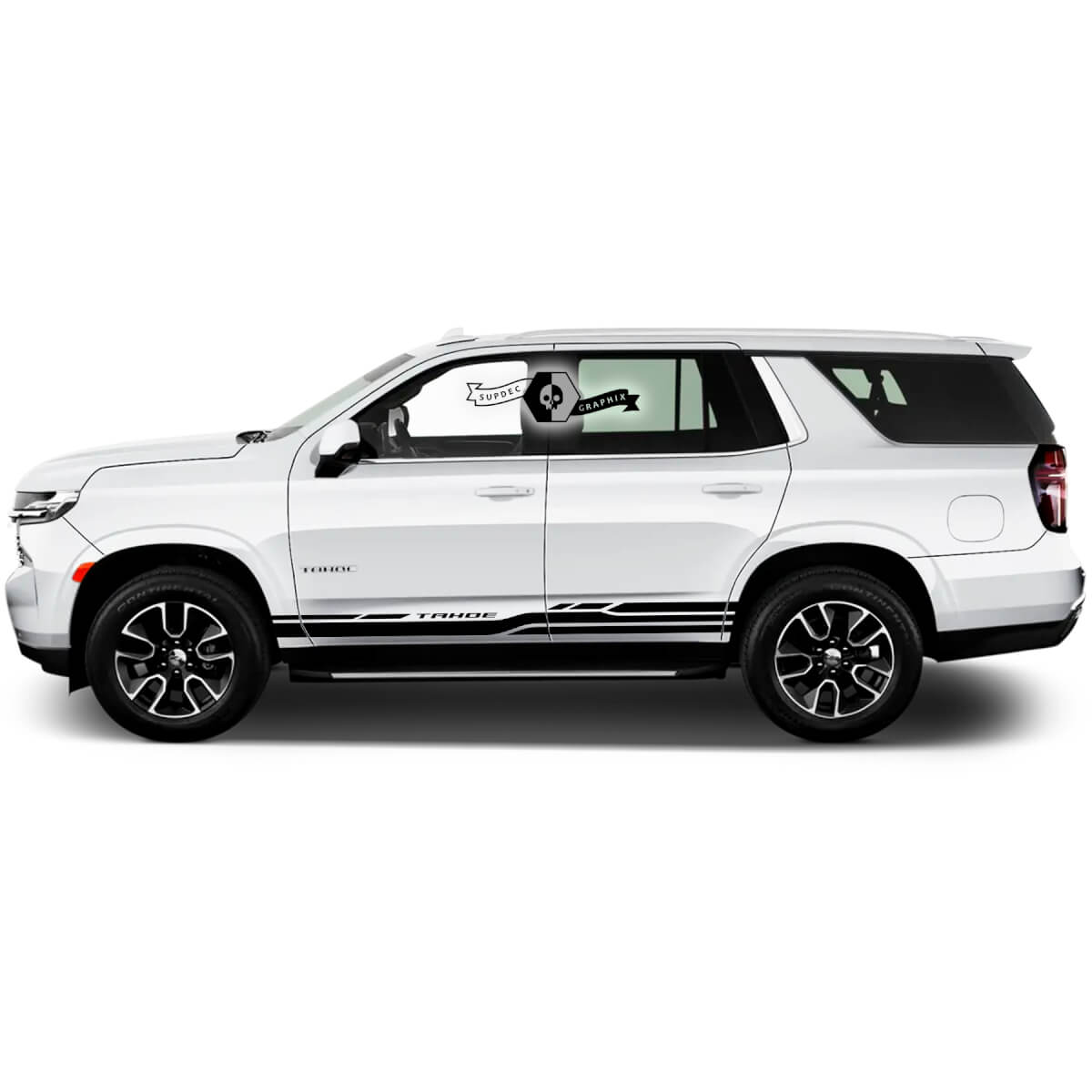 Pair 2020+ New Graphics Chevrolet Tahoe Rocker Panel Stripe Logo Modern Car Racing Vinyl Decal Sticker
