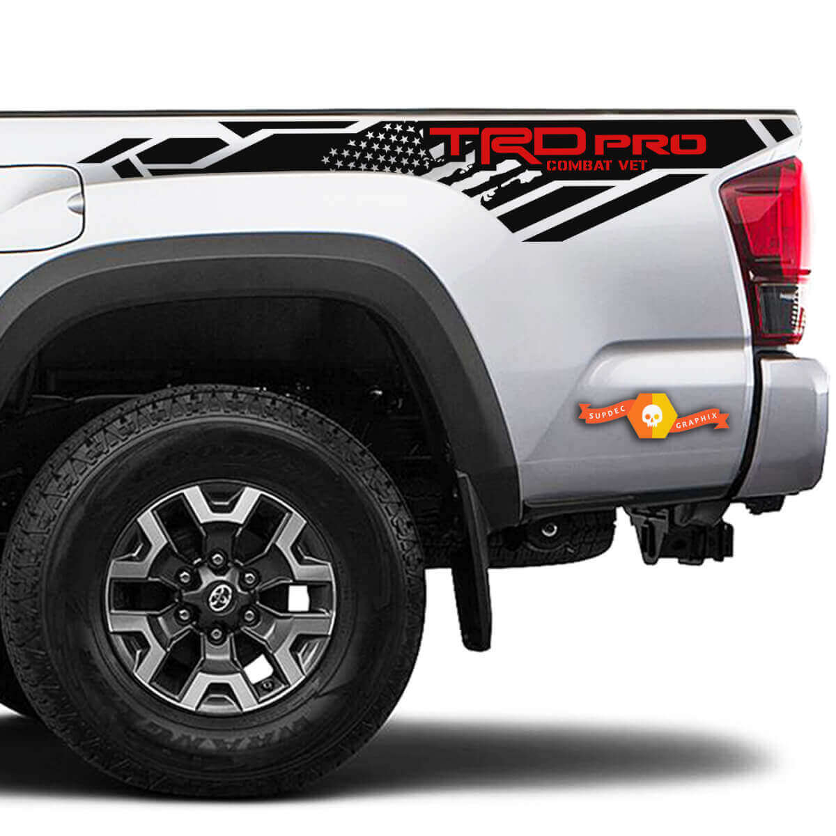 TRD Pro USA Flag Bedside Vinyl Decal Sticker for Toyota Tacoma
