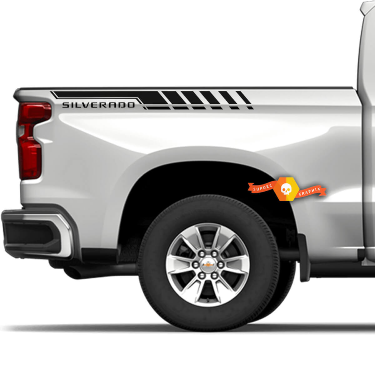 Pair Chevrolet Silverado Bedside Vinyl Decal Sticker-Graphics Kit Fits Chevy Truck
