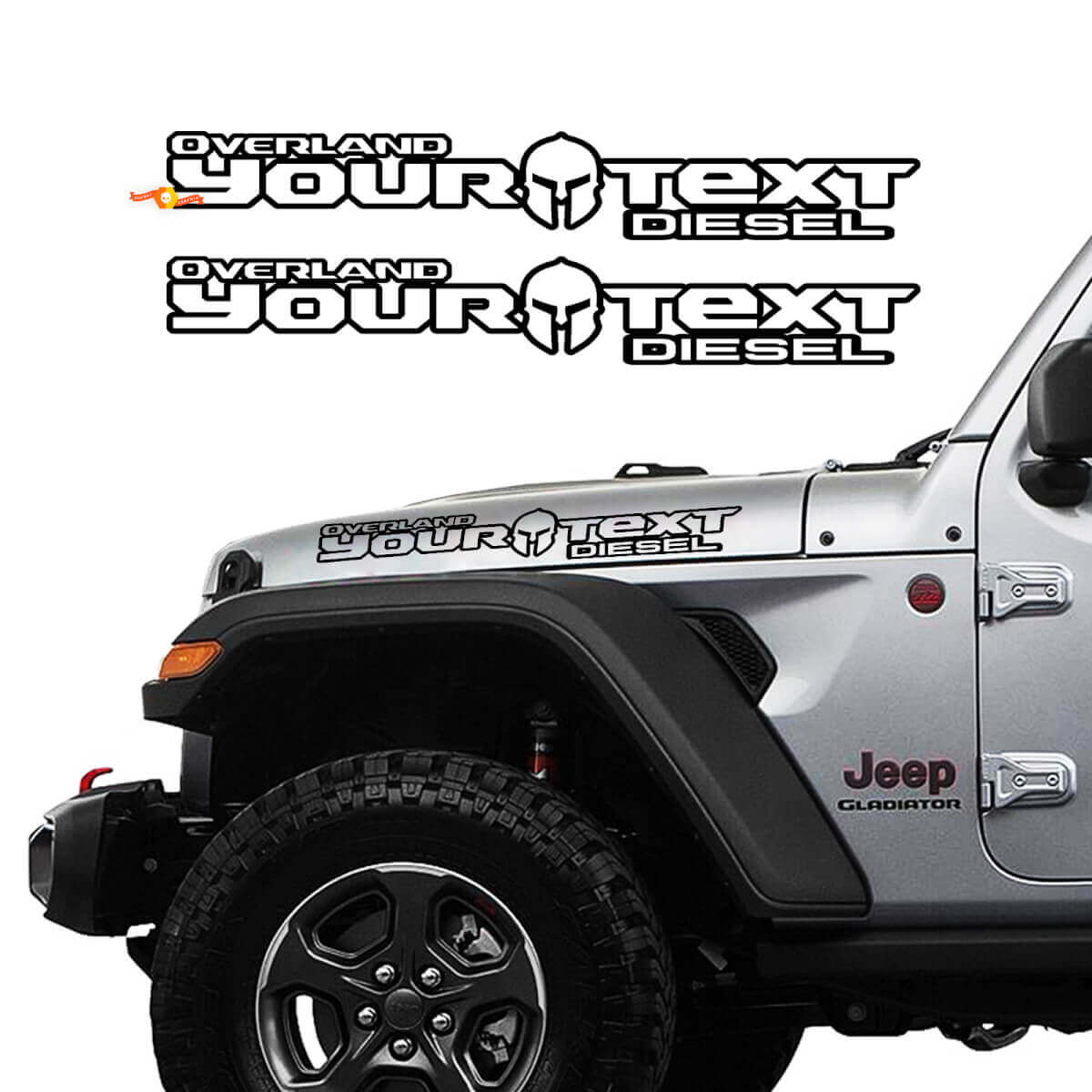 Gladiator Helmet Hood Vinyl Decals for Jeep Gladiator