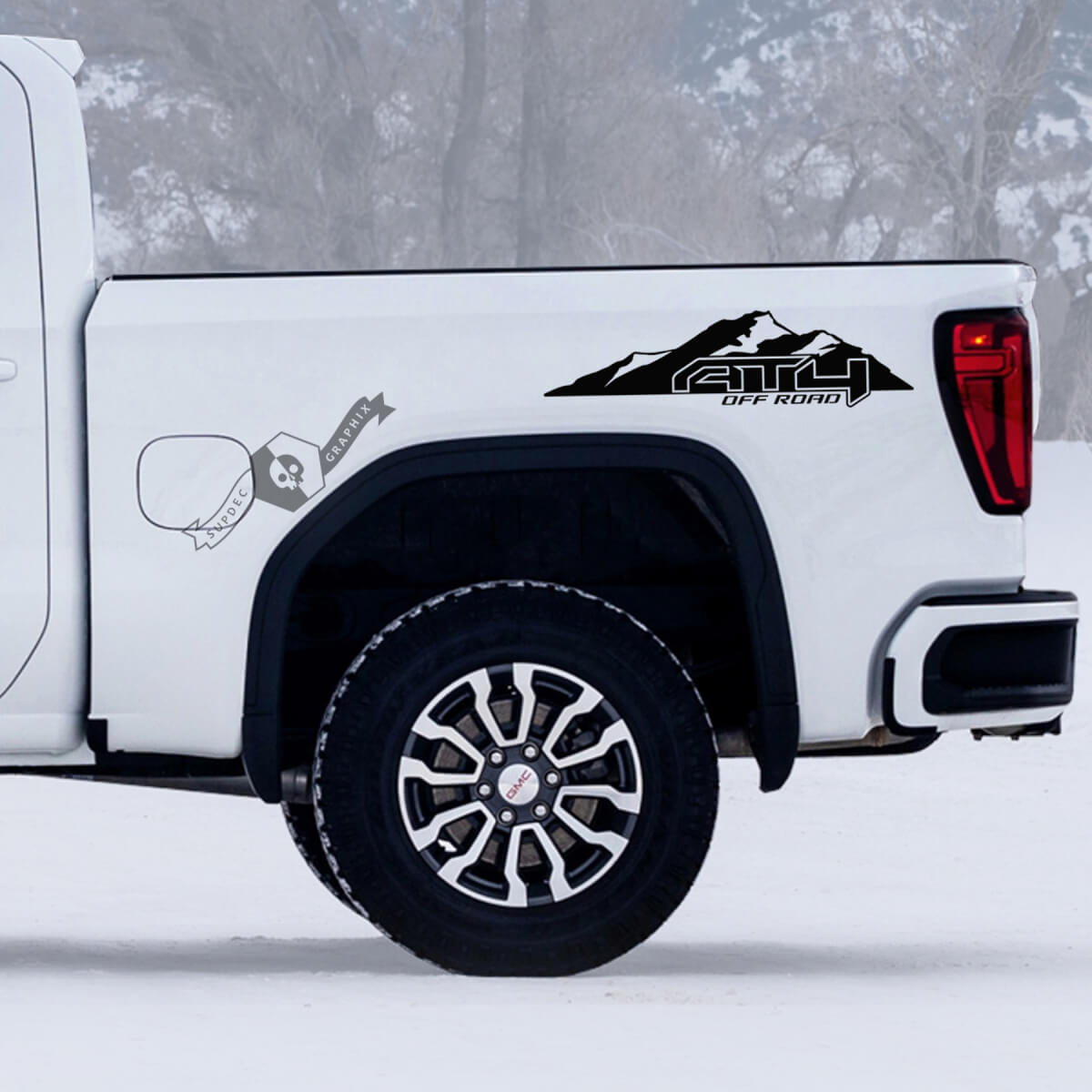 2 GMC GM Sierra 1500 AT4 Mountains off-road 4x4 Decals Stickers
