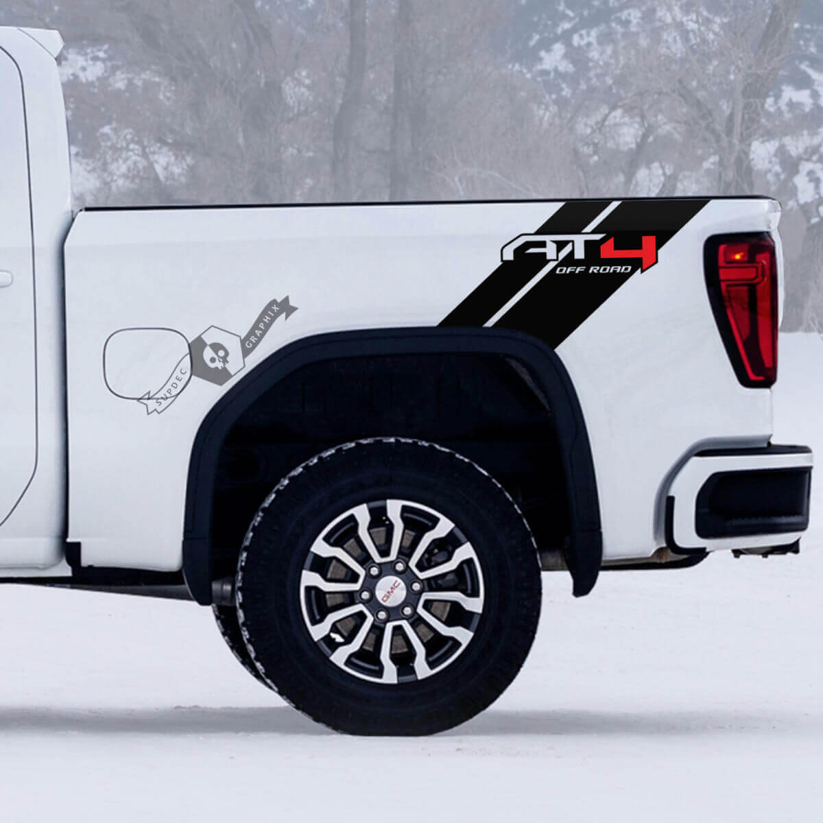 AT4 Off-Road Rear Side Stripes Vinyl Decal Set for GMC Sierra 1500