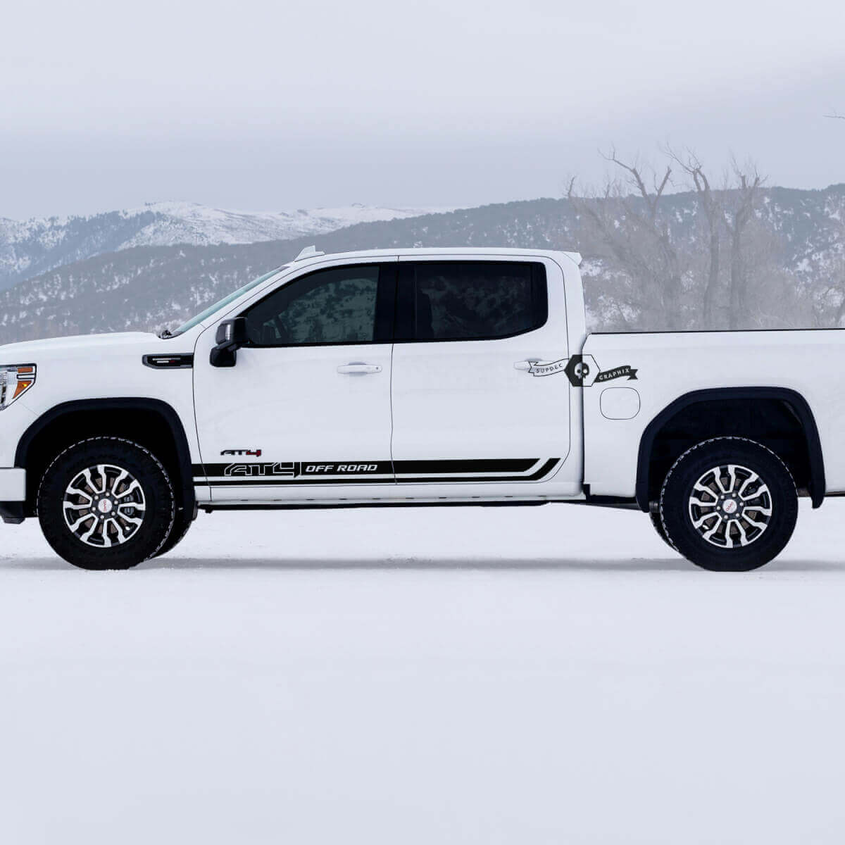 2 GMC GM Sierra 1500 AT4 Doors Rocker Panel stripes Off-Road Side Bed Destroyed Вestroyed Decals Stickers
