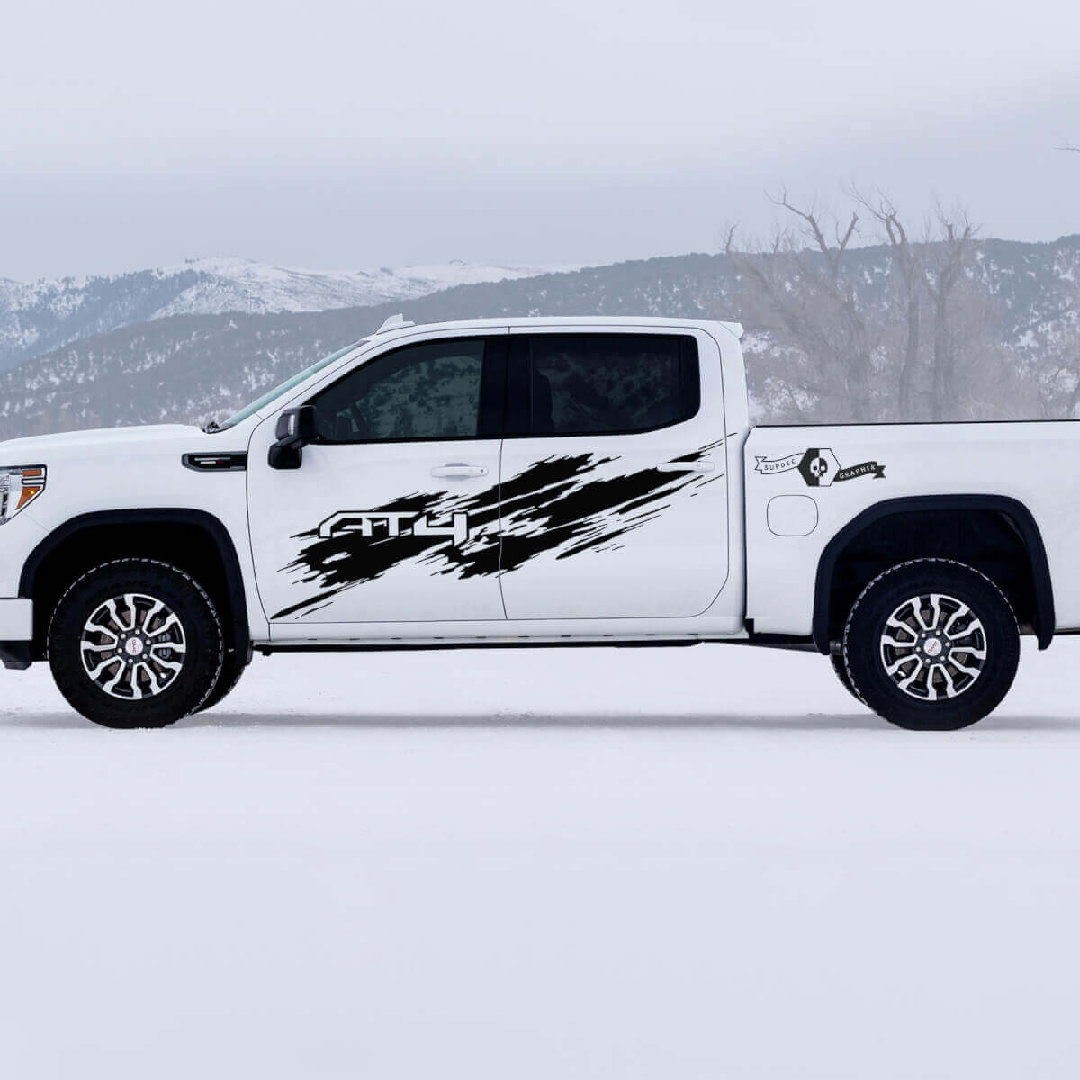AT4 Distressed Style Side Vinyl Decals Kit for GMC Sierra 1500 