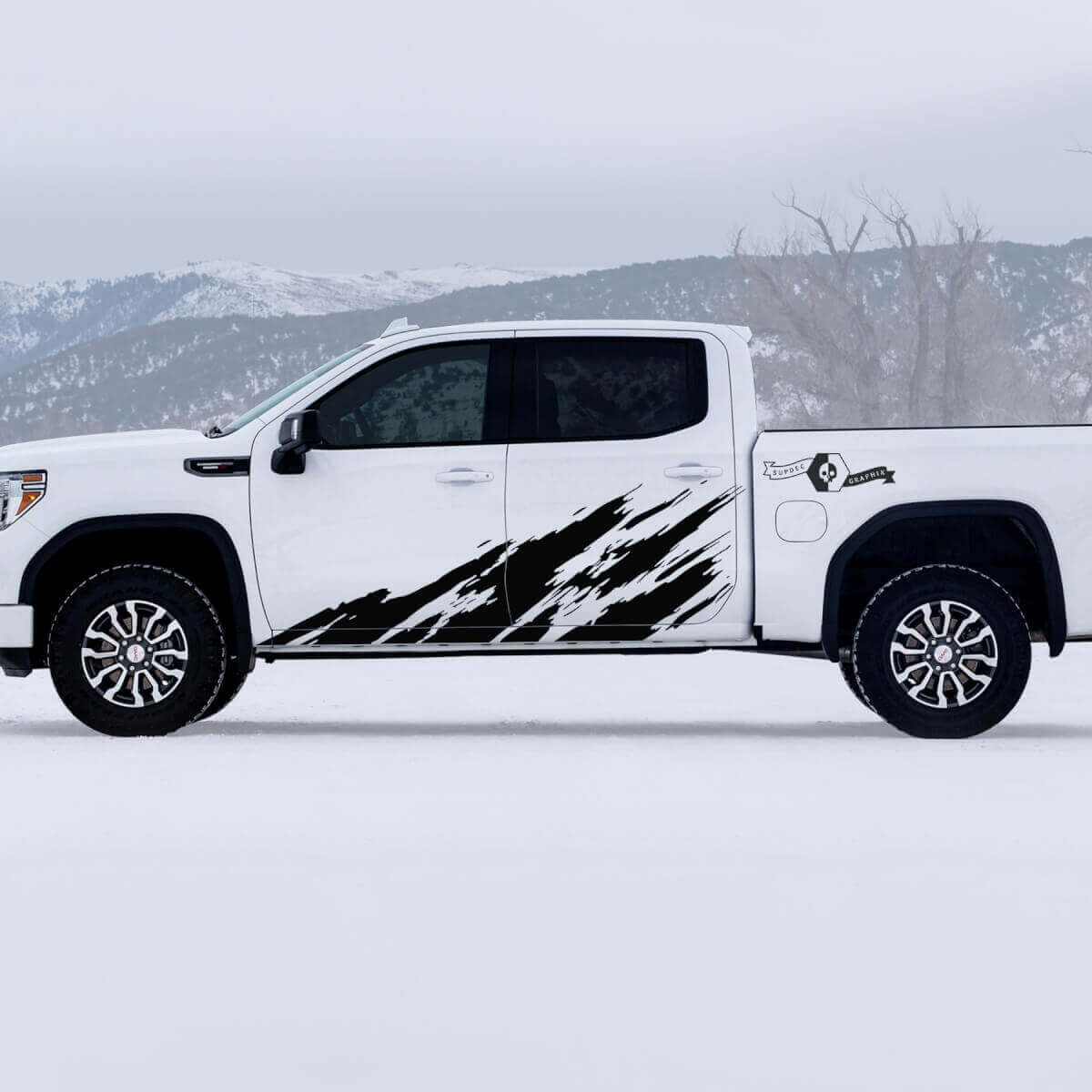 AT4 Mud Splash Door Side Vinyl Decals Set for GMC Sierra 1500
