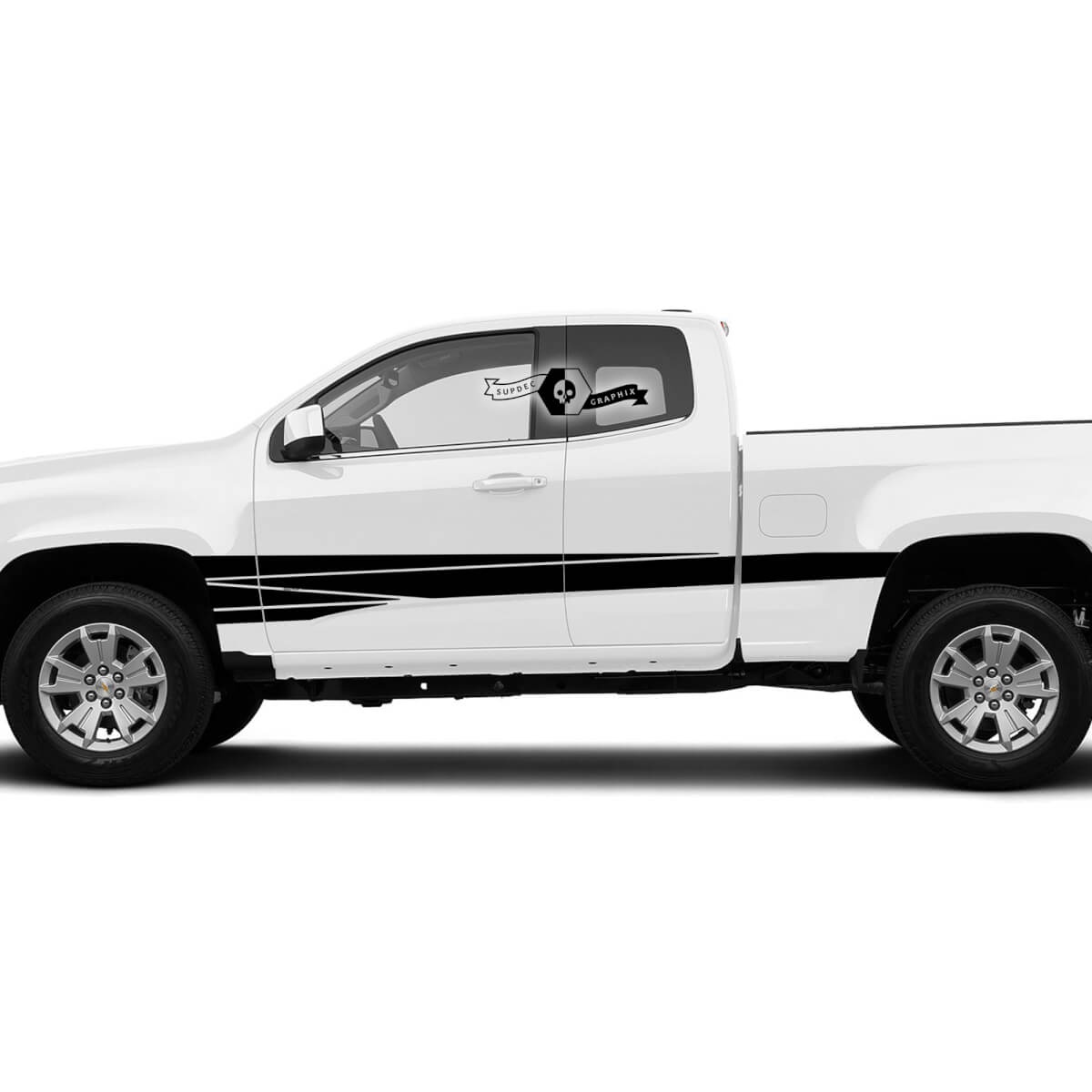 Pair Doors Destroyed Stripe 2022+  2023+ Chevy Colorado Extended Vinyl Sticker Decal Graphic
