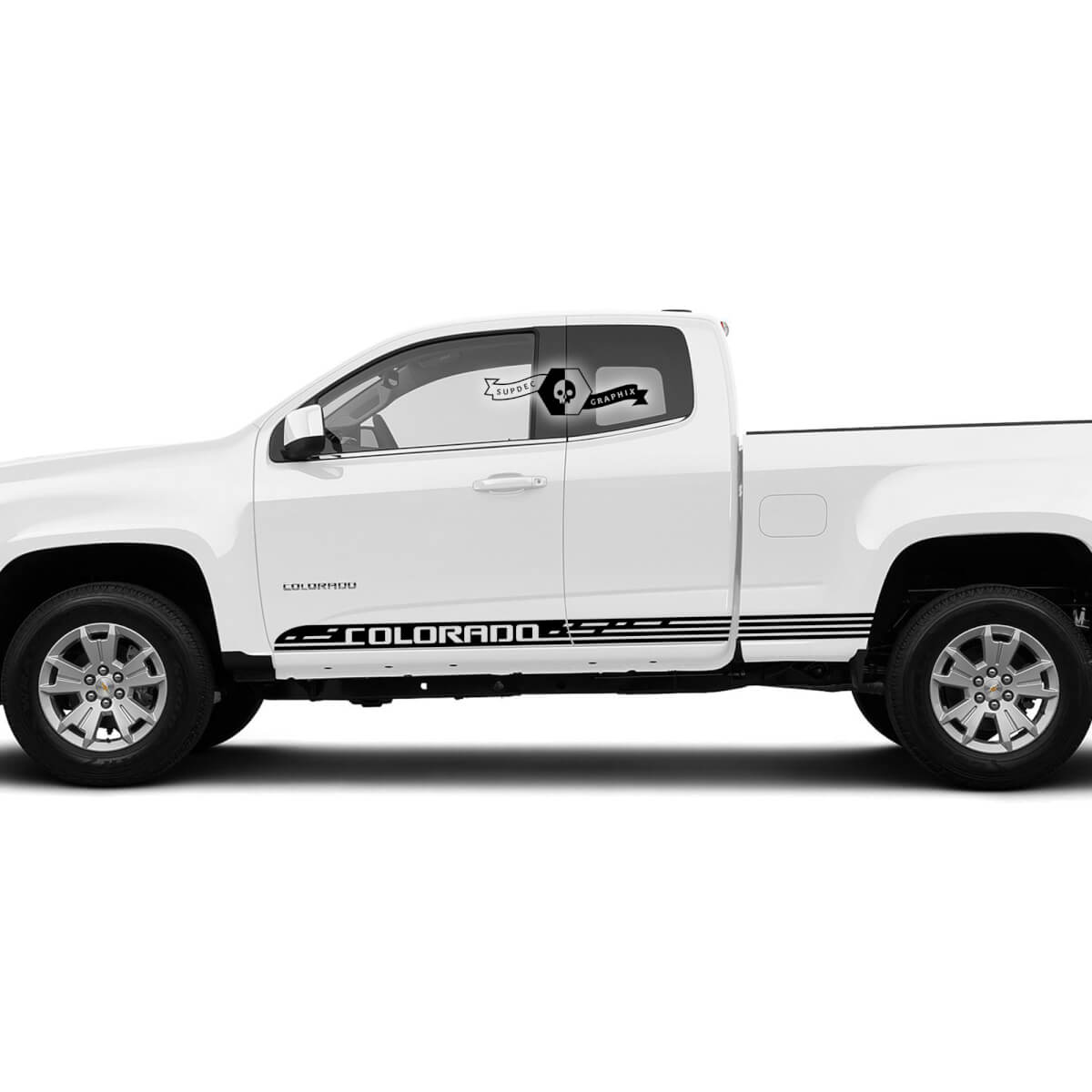 Pair New Doors Side Bed Stripe Vinyl Sticker Decal Graphic 2022+  2023+ Chevy Colorado Extended
