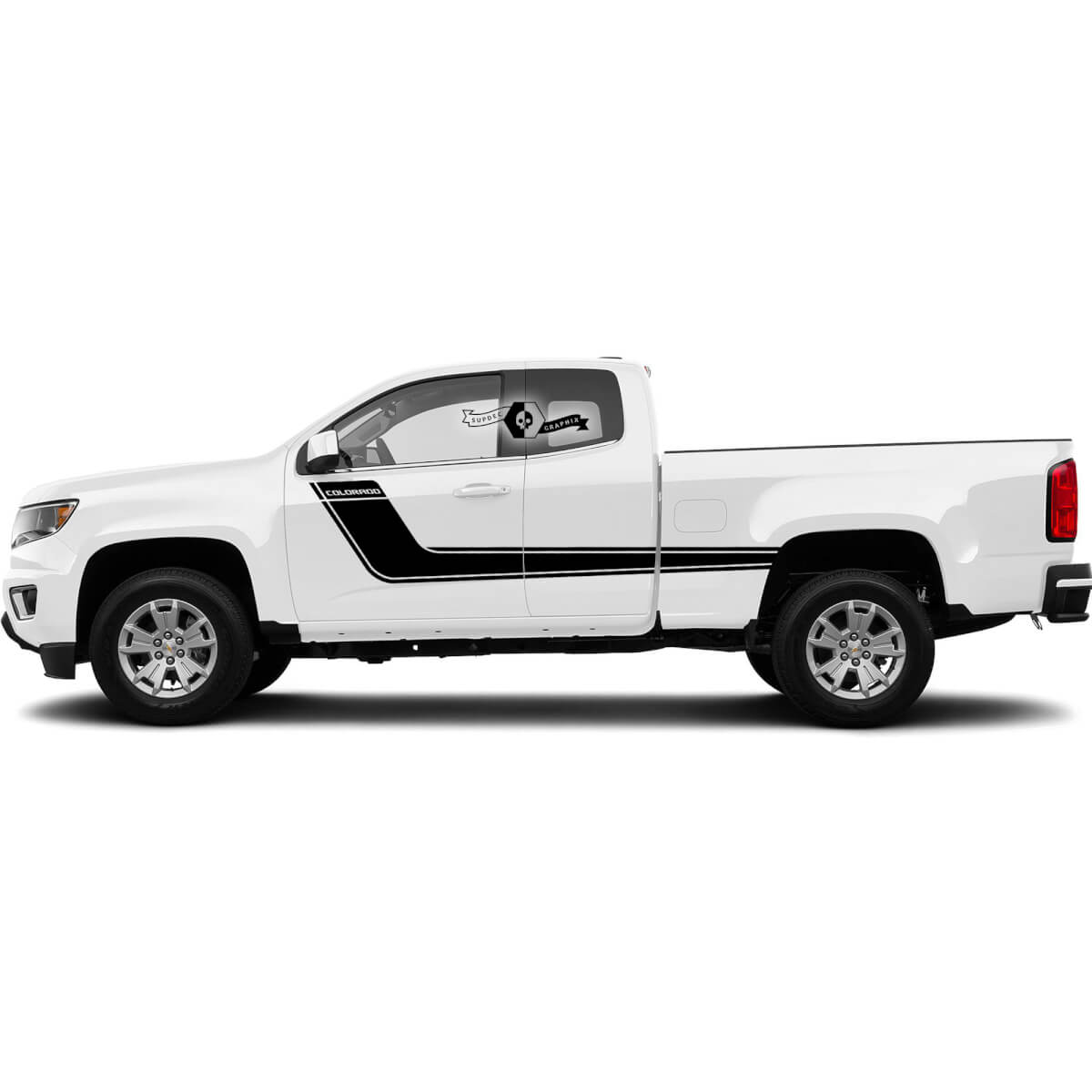 2x Modern Side Doors Bed Stripe Vinyl Sticker Decal Graphic 2022+ 2023+ Chevy Colorado
