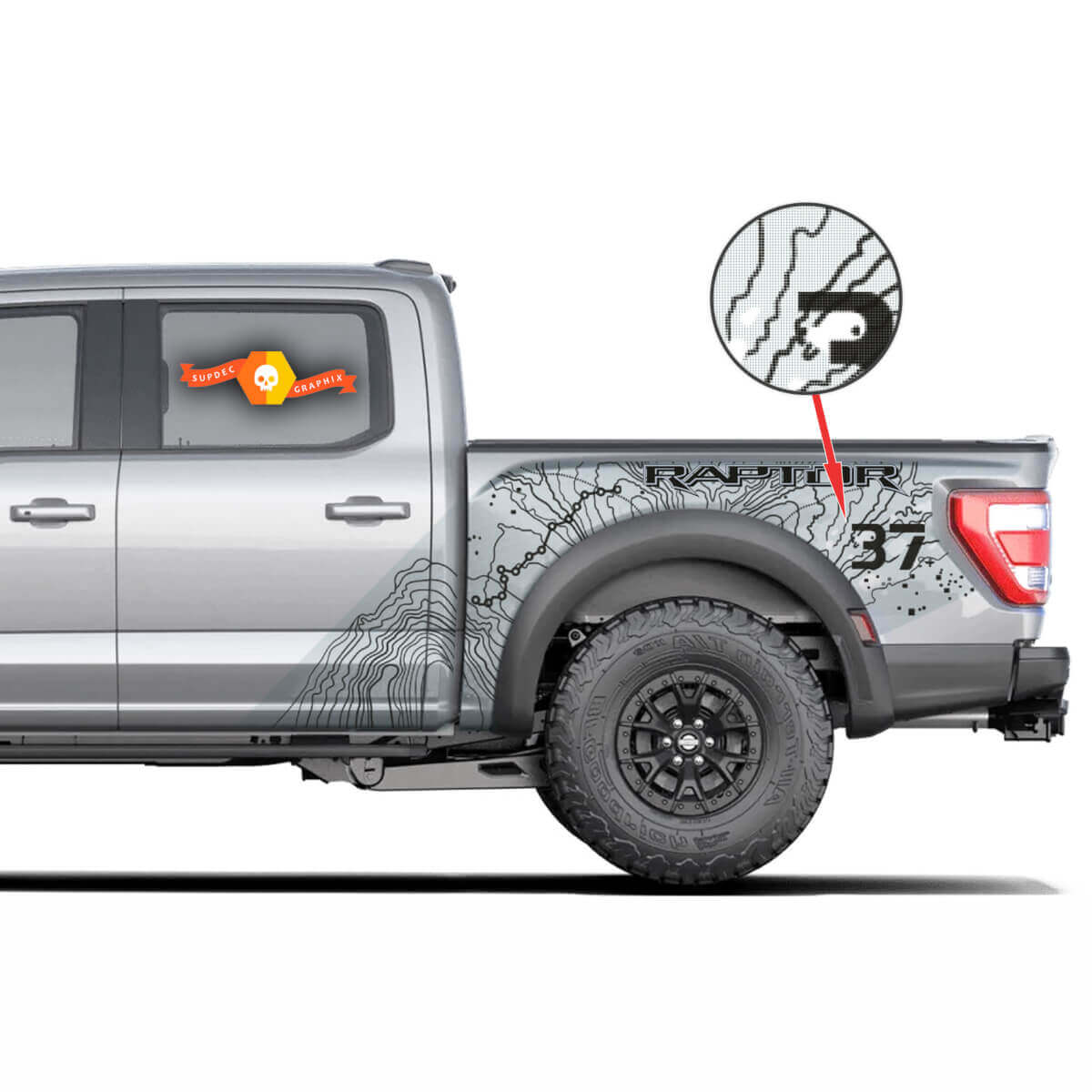 2x F-150 Ford Raptor 2022+ Svt Topographic Map Splash Decal Graphics Decals Stickers Dotty

