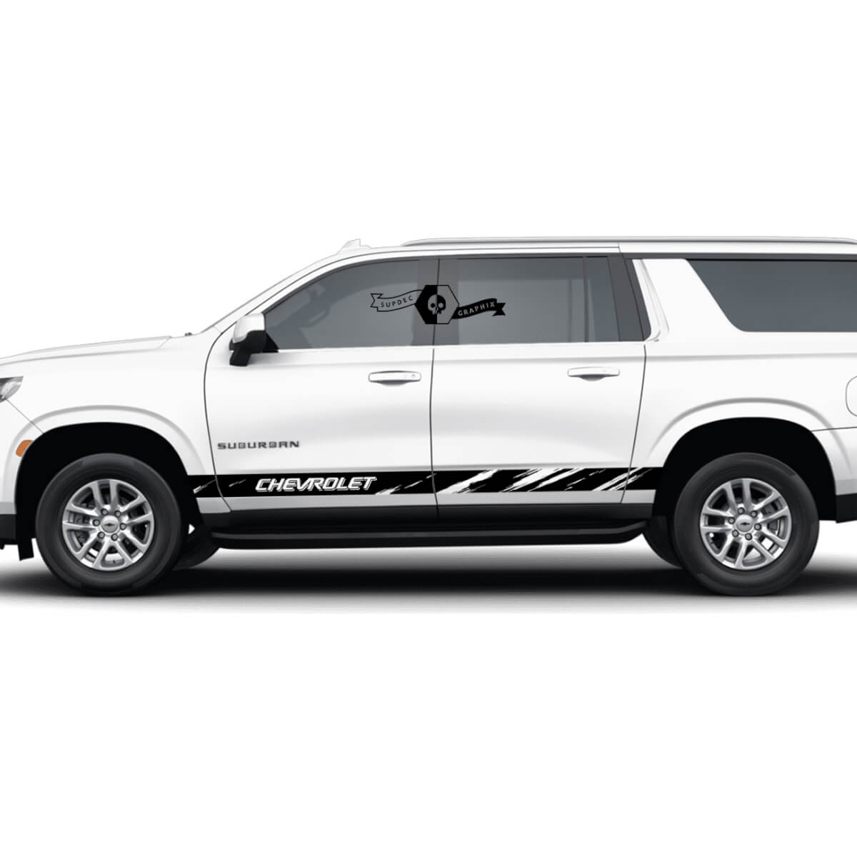 Pair Vauxhall Suburban Side Rocker Panel Destroyed Stripes Vinyl Decal Sticker
