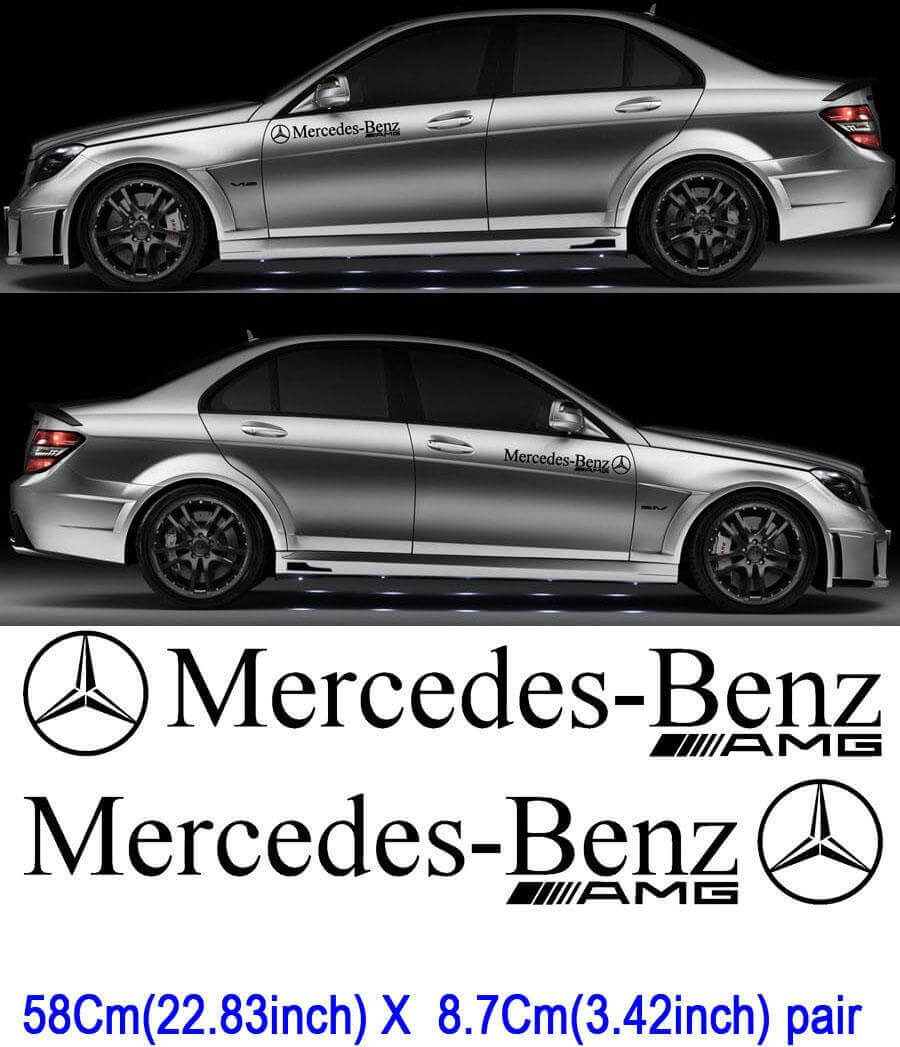  AMG Style Side Door Vinyl Decals Pair for Mercedes-Benz Cars