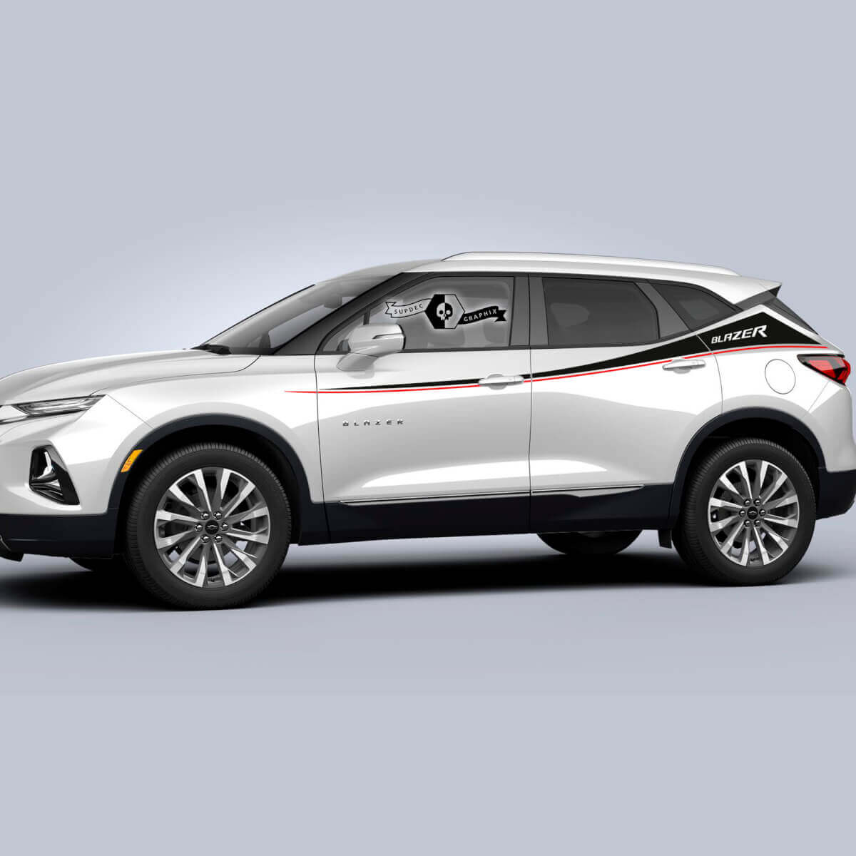 Pair Chevrolet Blazer 2023 Side Side Doors Up 2 Colors Stripe Logo Vinyl Decal Sticker
