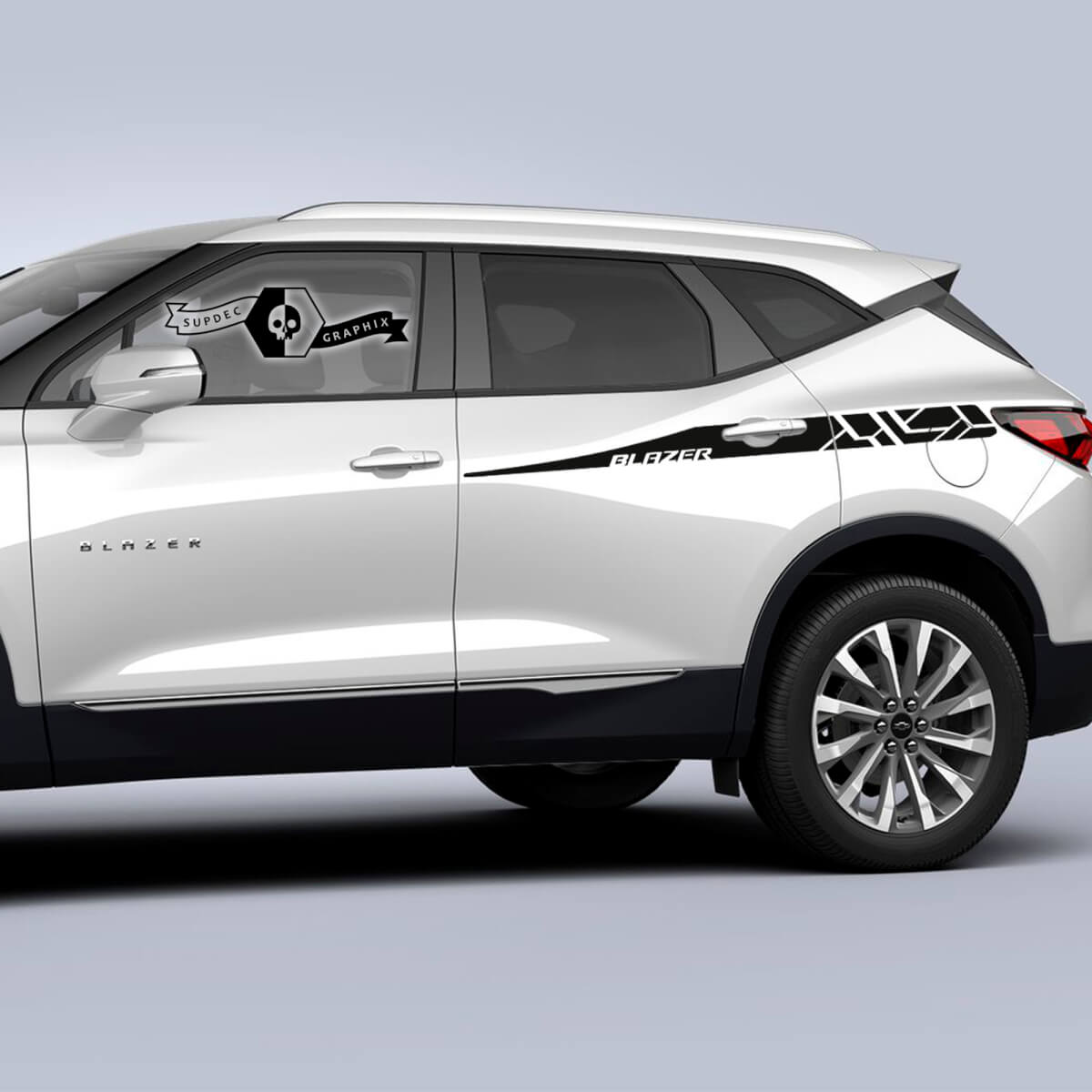 Pair Chevrolet Blazer 2023 Side Door Upper Stripe Logo Vinyl Decal Sticker
