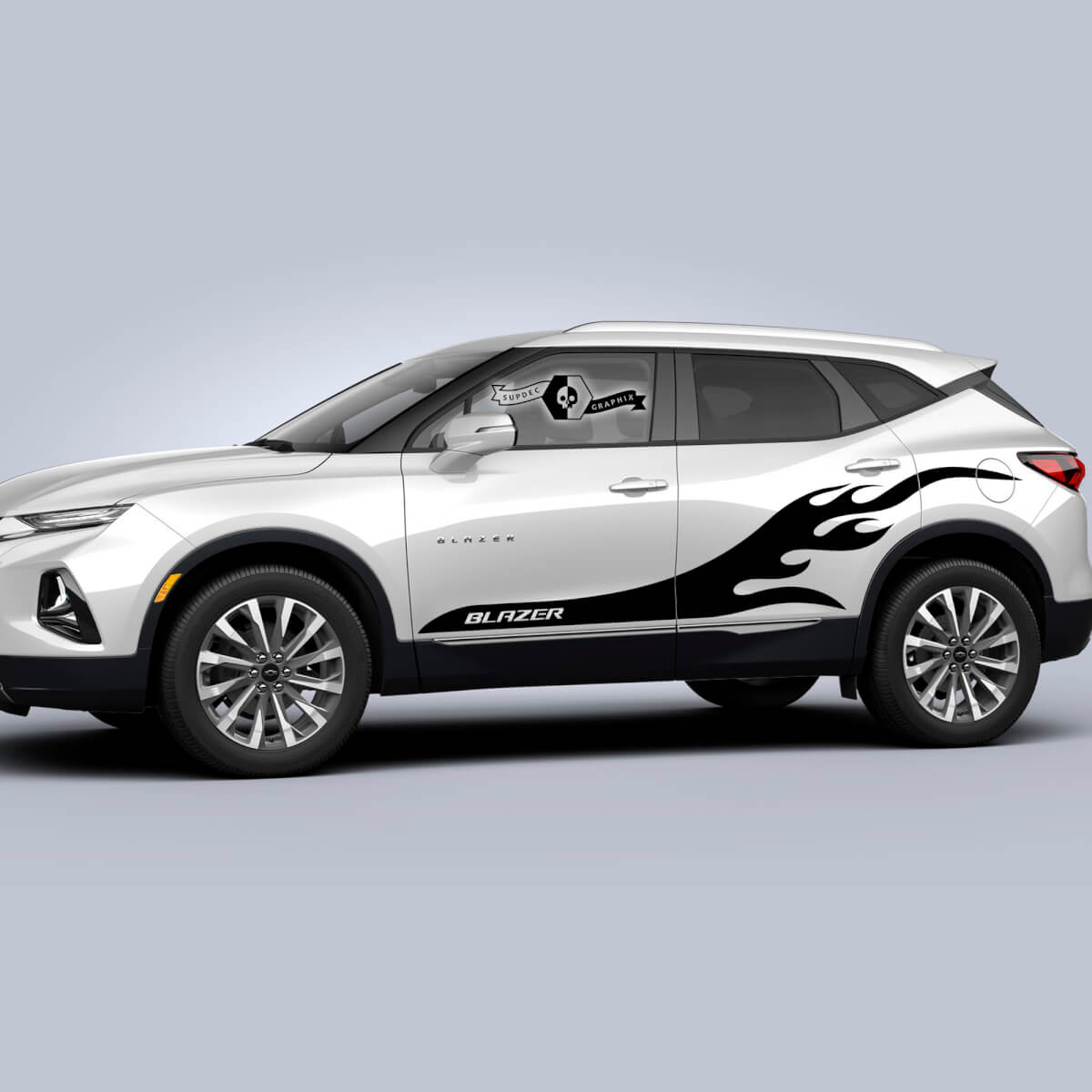 Pair Vauxhall Blazer 2023 Decals Doors Side Rocker Panel Flame Fire Stripe Vinyl Decal Sticker
