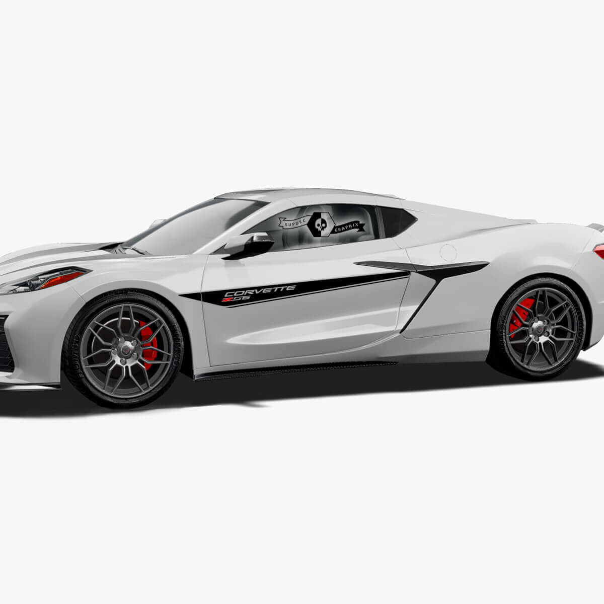 2x Chevrolet Corvette Z06 Side Doors Stripes 2 Colours Trim Vinyl Decal Sticker
