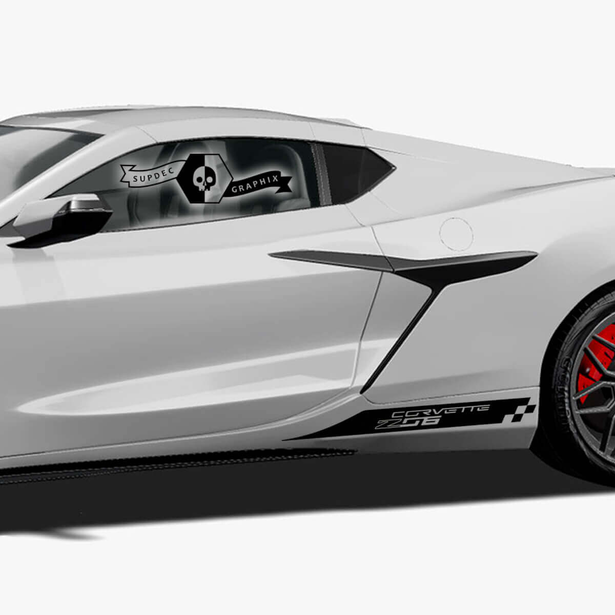 2x Chevrolet Corvette Side Bed Z06 Checkerboard Flag Vinyl Decal Sticker
