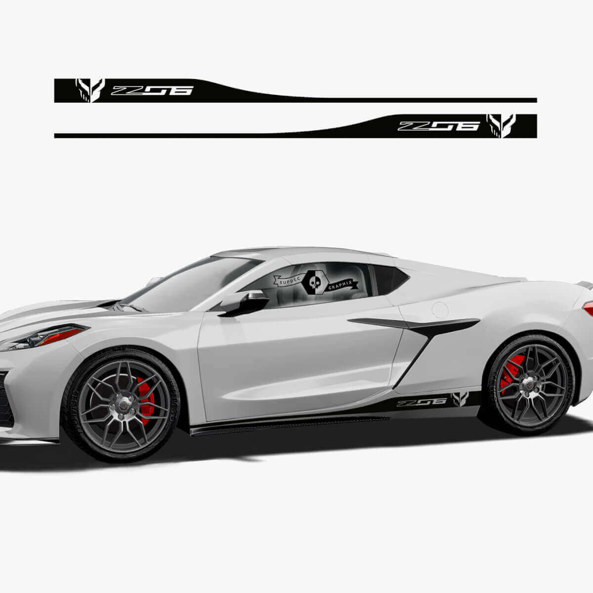 2x Chevrolet Corvette Z06 Side Rocker Panel Stripes logo Vinyl Decal Sticker
