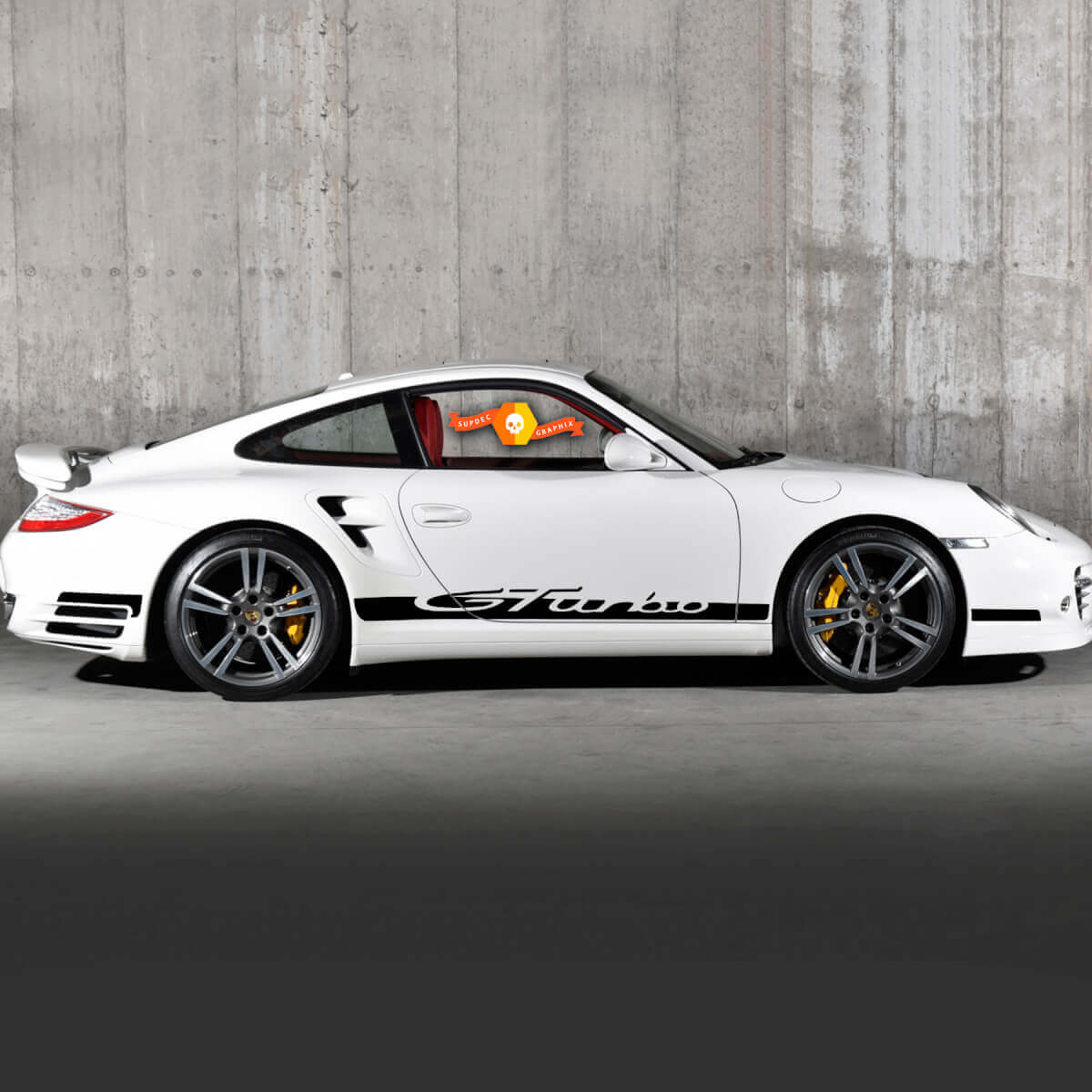 Pair Porsche GTurbo Side Decal Rocker Panel Stripes Doors Kit Decal Sticker
