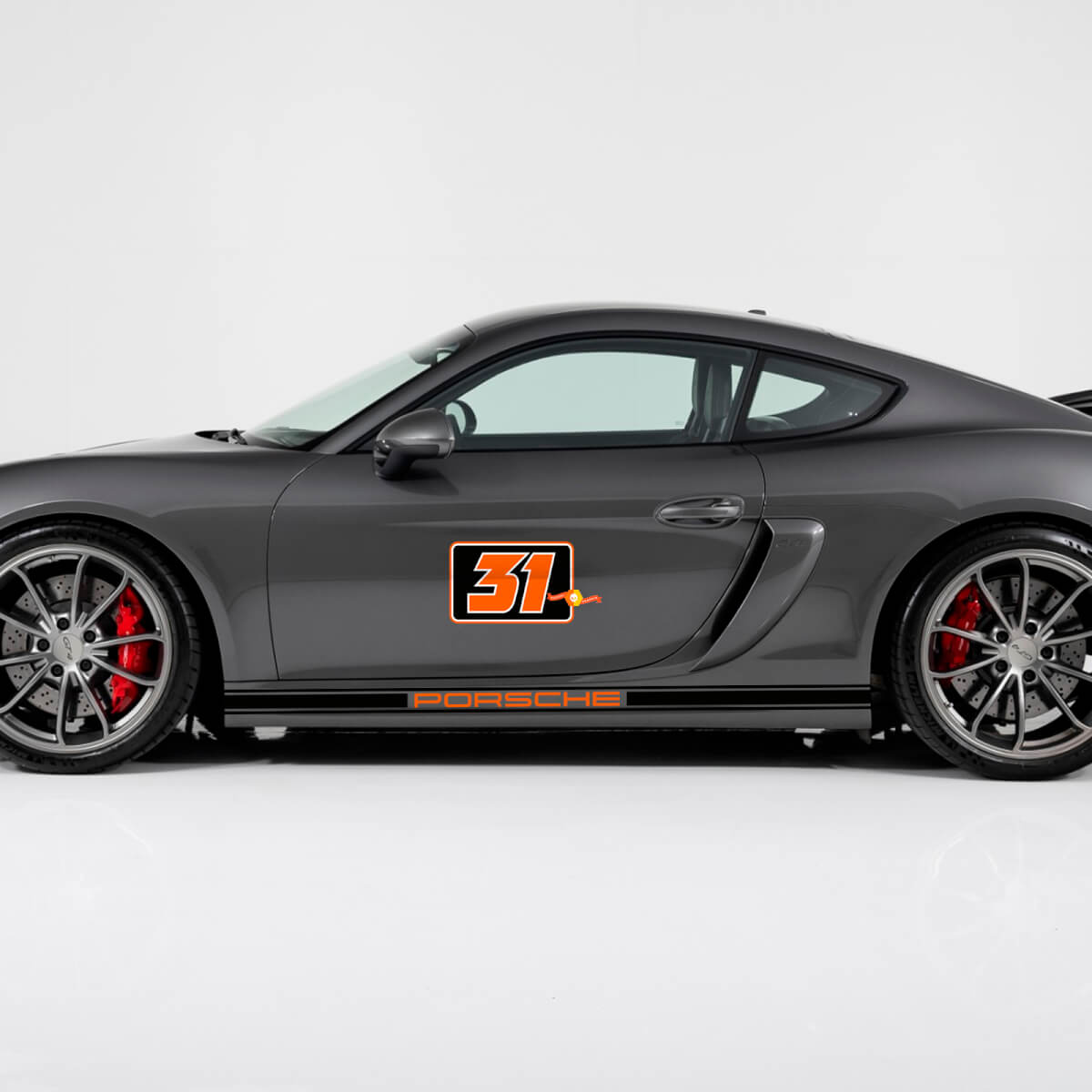 Pair Porsche 911 Side Number Decal Rocker Panel Stripes Doors Kit Decal Sticker - 3 Colours
