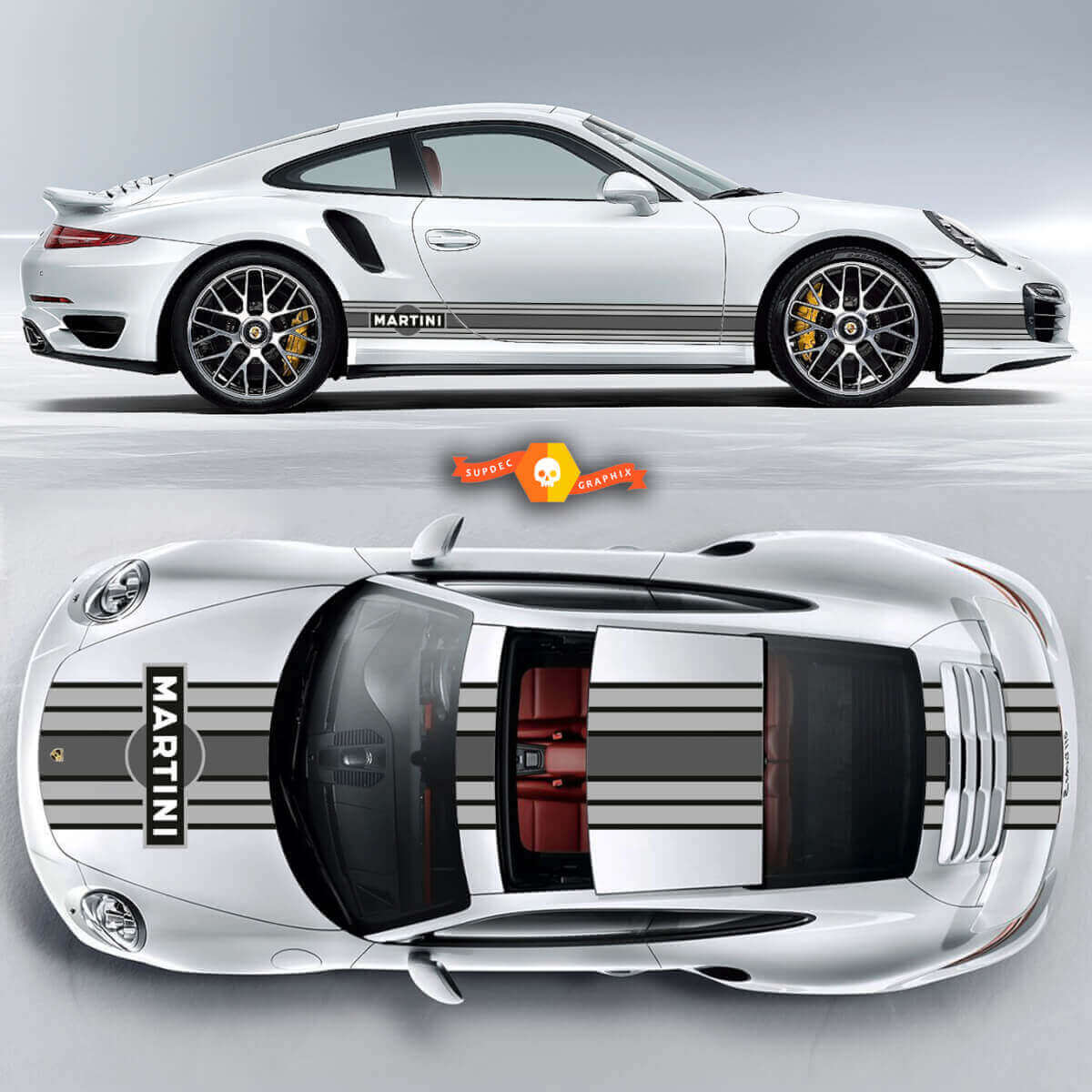 Tree Colours Grayscale Porsche Martini Racing Stripes For Carrera Cayman Cayman Boxster Or Any Porsche Full Kit
