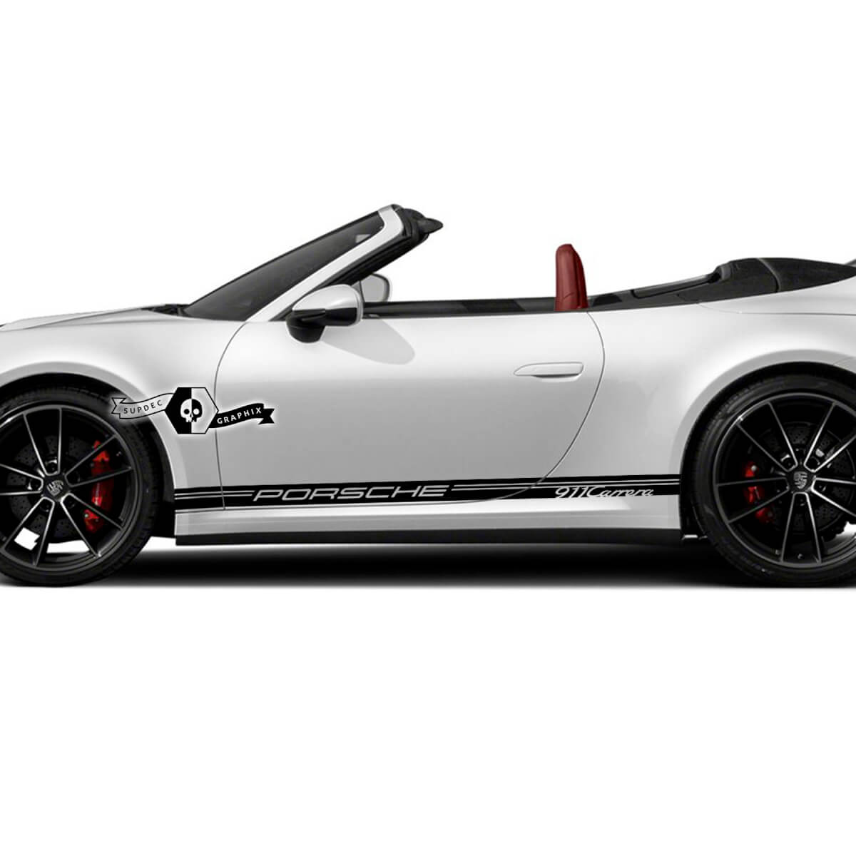 2 New Porsche 911 Porsche Carrera Rocker Panel Side Trim Stripes Doors Kit Decal Sticker
