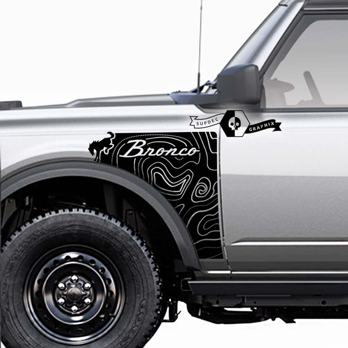 Topographic Style Logo  Side Vinyl Decal Kit for Musclecar horse