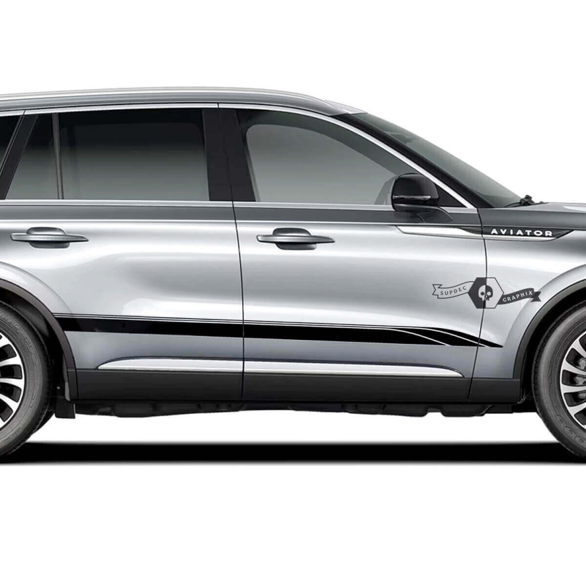 Racing Style Side Stripes Vinyl Decal Kit for Lincoln Aviator 2023 