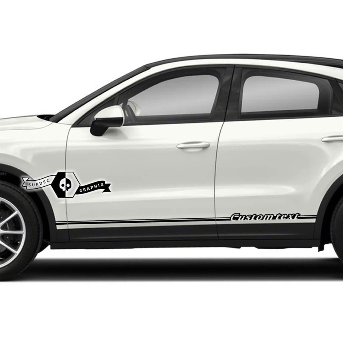2x Porsche 2023 Porsche Cayenne Rocker Panel Side Stripes Doors Decals Stickers Custom Text
