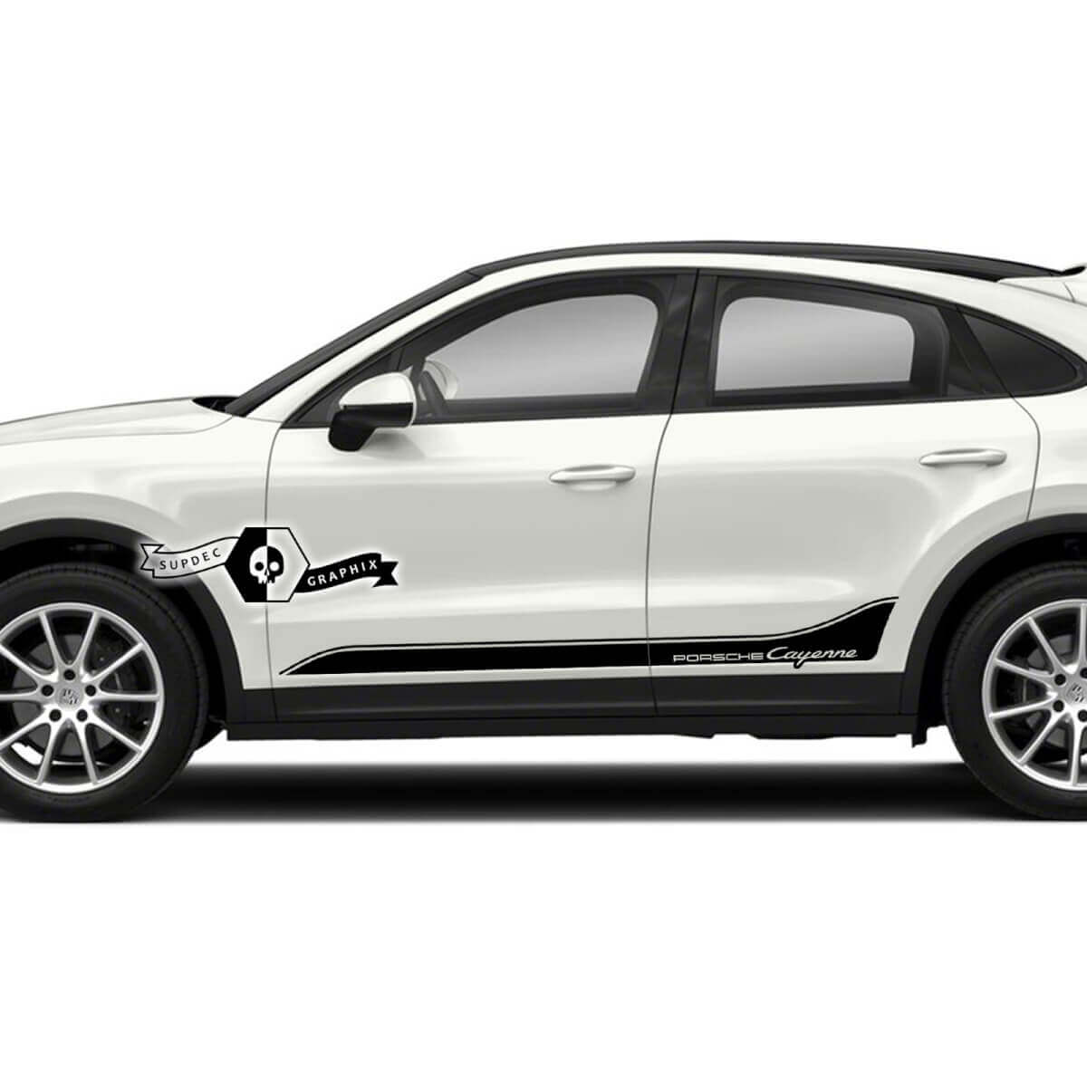 2x Porsche 2023 Porsche Cayenne Rocker Panel Side Stripes Doors Trim Logo Decals Stickers
