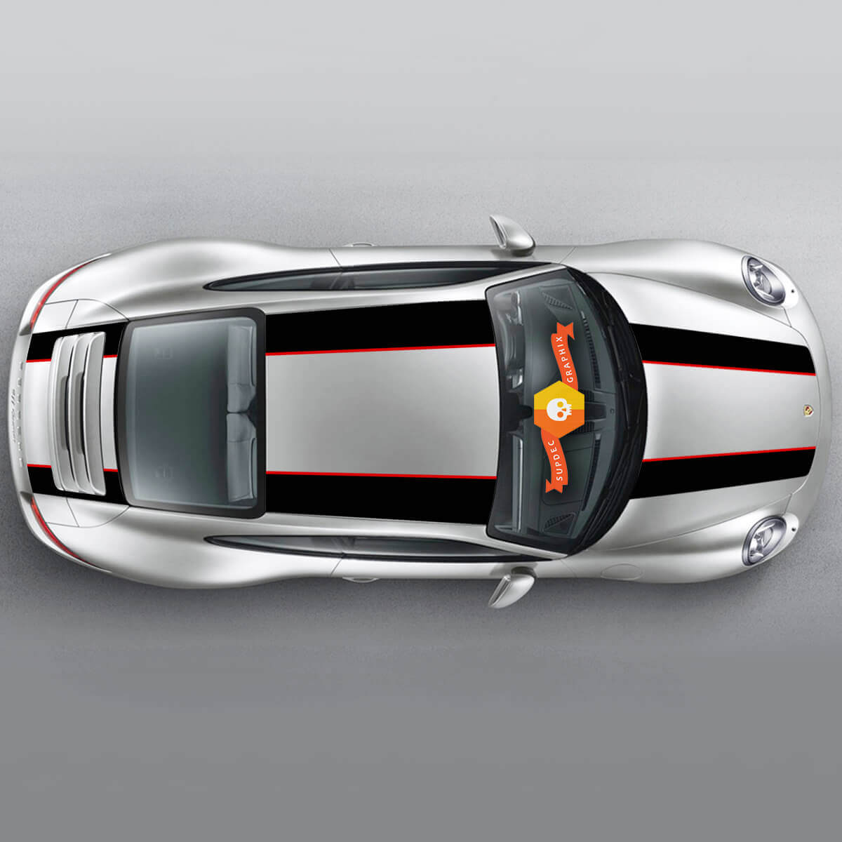 Set Stripes Graphic Stickers Decals For Contoured R Stripes Over The Top for Porsche Carrera
