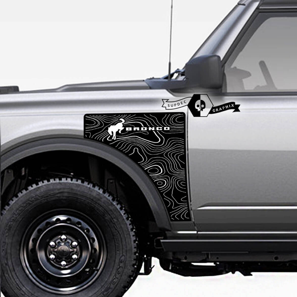 Pair Ford Bronco Badlands Side Style Side Panel Сontour Map Vinyl Decal Sticker Graphics

