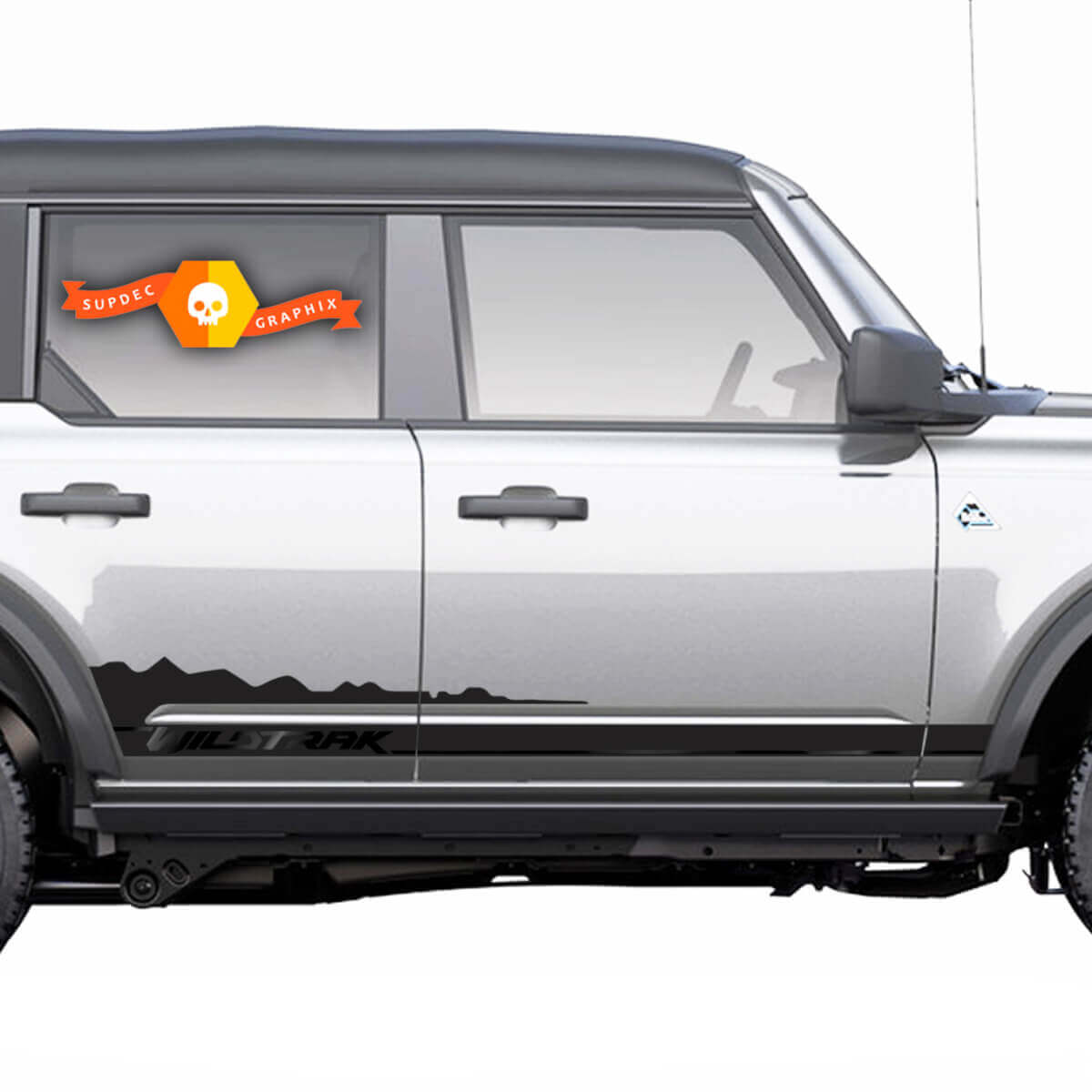 2 New Ford Bronco Wildtrak Mountains Decal Vinyl Rocker Panel Sticker Stripe for Ford Bronco 2-door 4-door
