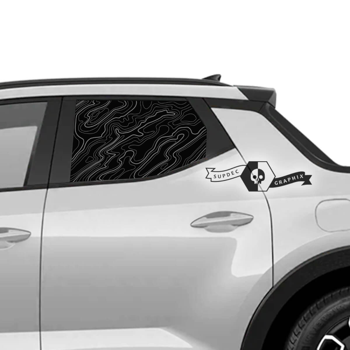 Contour Map Rear Side Window Vinyl Decals for Hyundai Santa Cruz