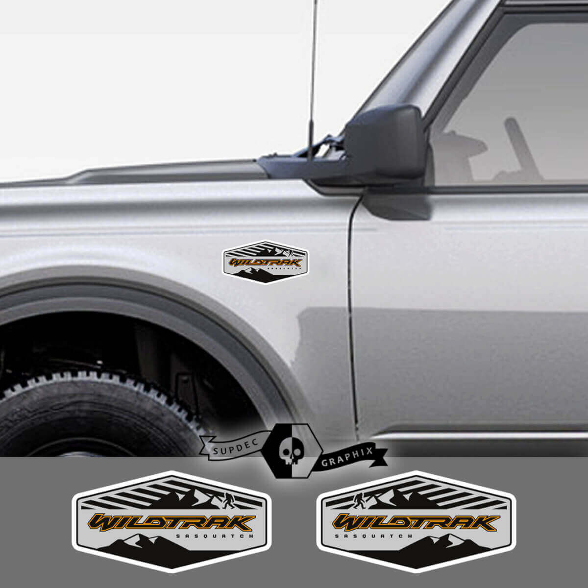 Sasquatch Mountain Emblem Stripe Vinyl Decal for Musclecar Bronco Wildtrak