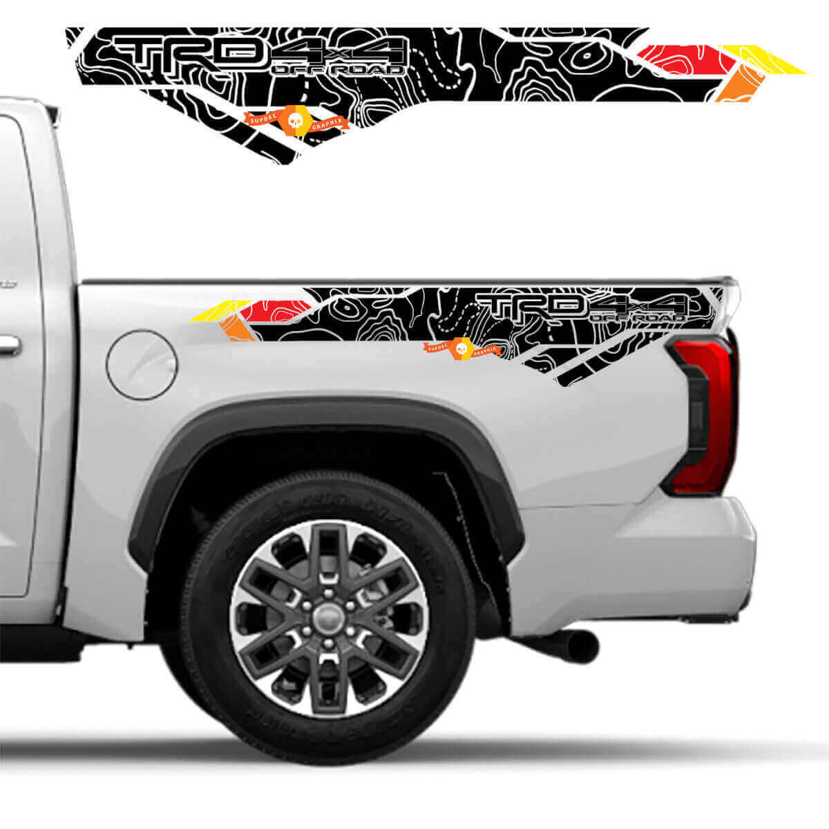 Topographic TRD-Style Bed Side Vinyl Decals for Toyota Tundra Gen 3 XK70 2021+