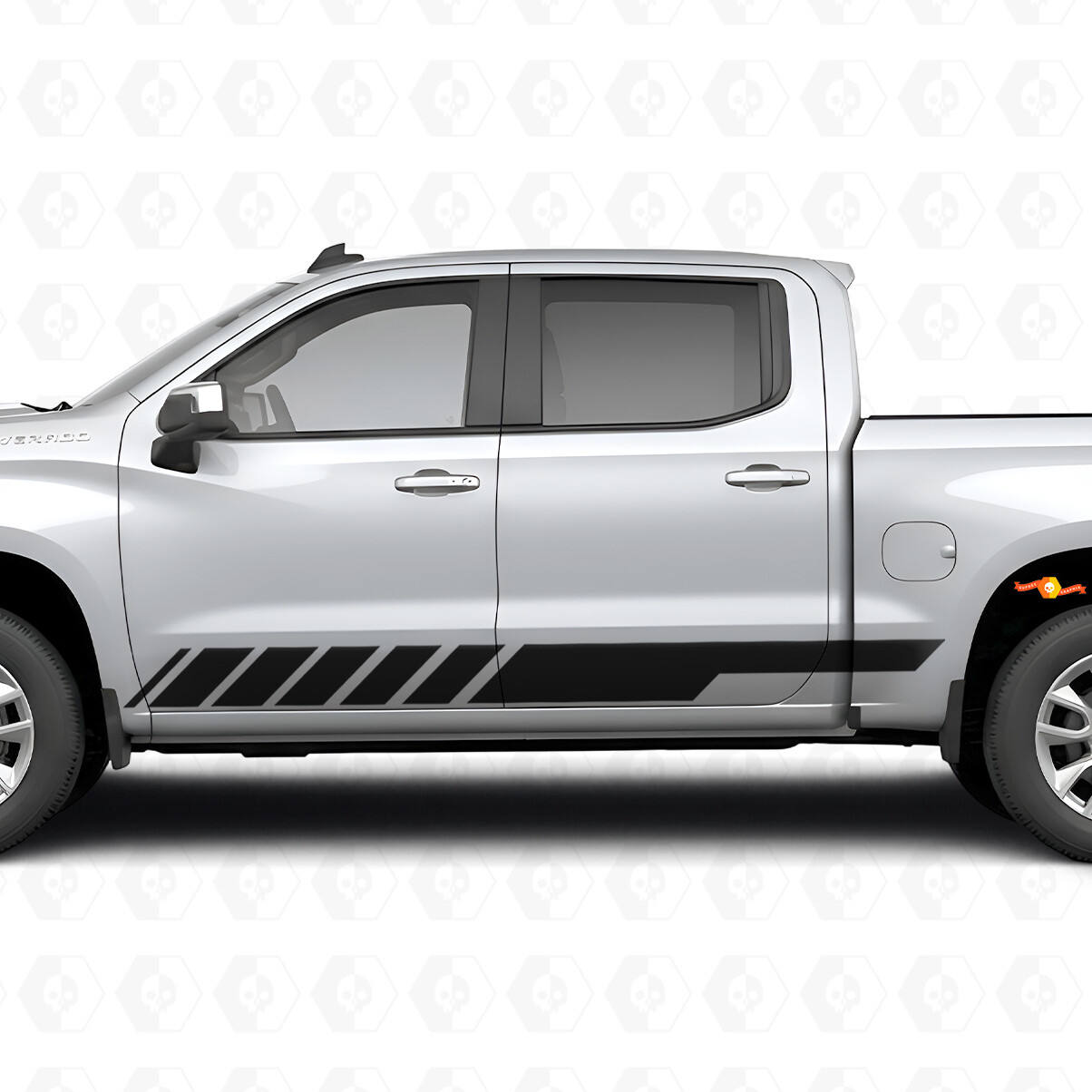 Slanted Racing Door & Rocker Panel Vinyl Stripes for Chevrolet Silverado 1500 T1XX 2019-2026
