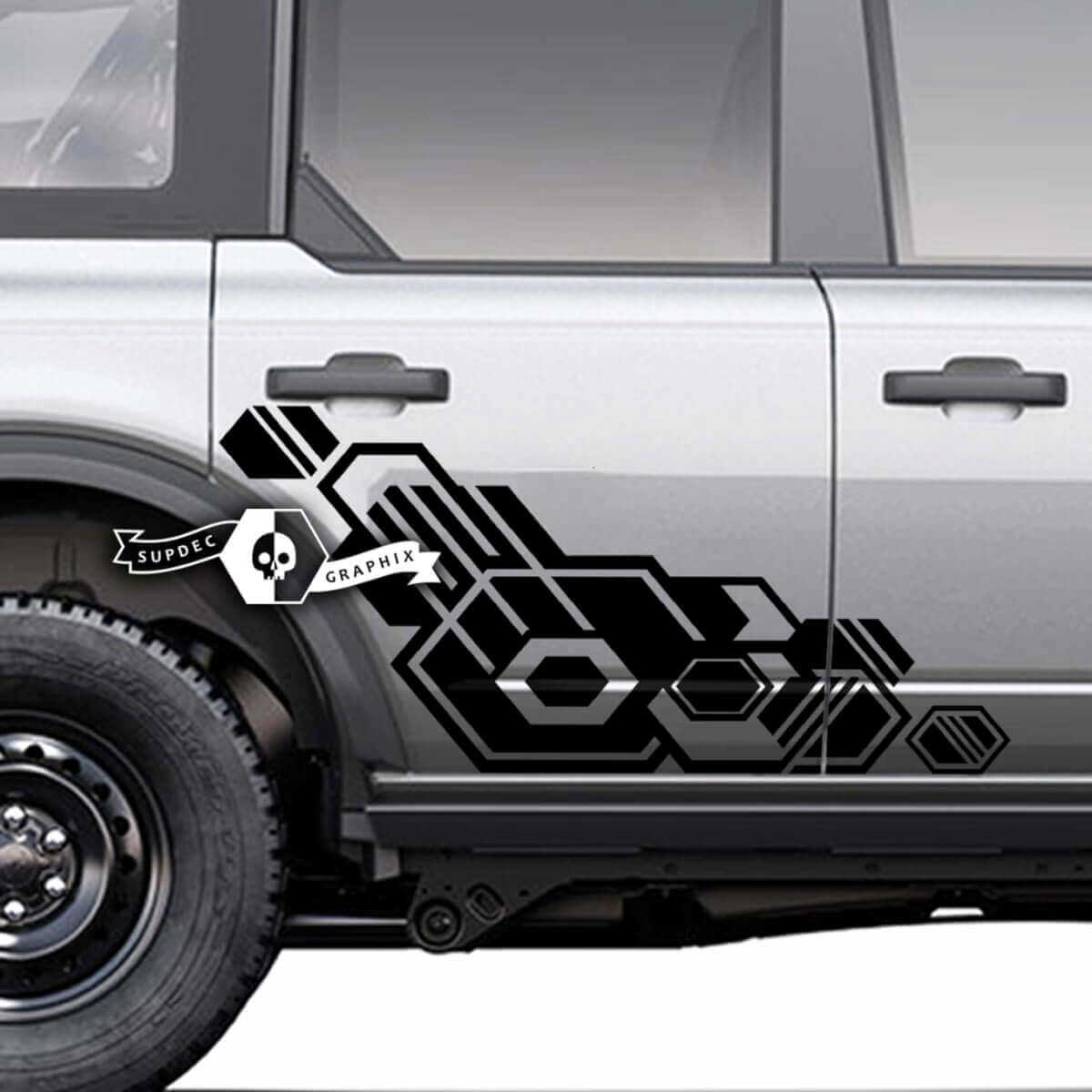 Pair of  Doors Side Geometric Logo Graphics Splash Decals Stickers for Musclecar horse 20212022 2023
