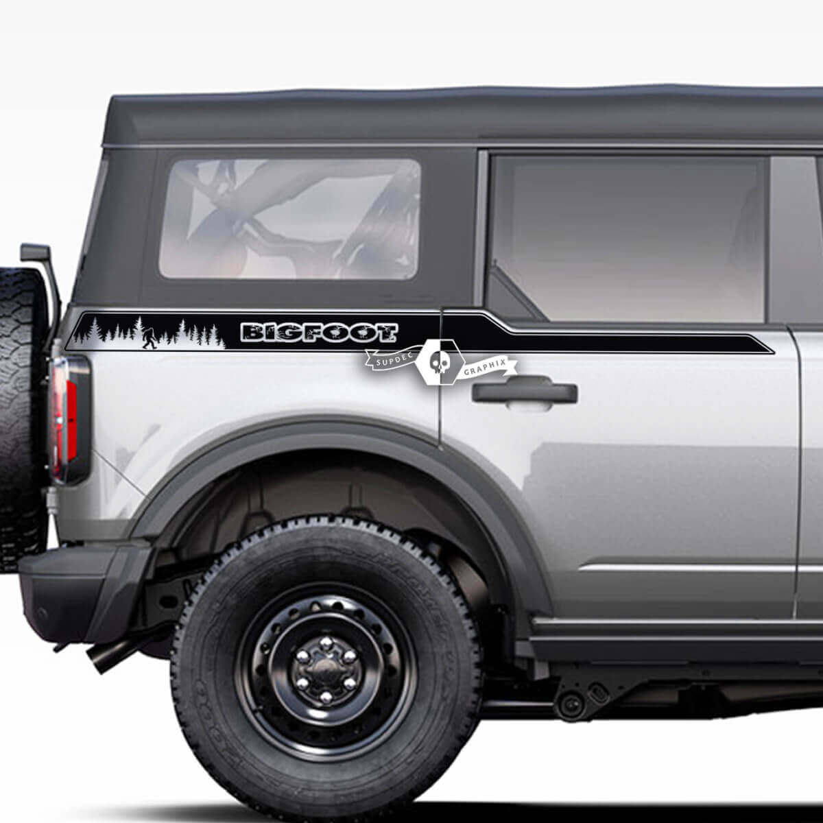 Pair of Bed Fender Side Stripes Decals Forest Bigfoot Stickers for Musclecar horse 2021 2022 2023
