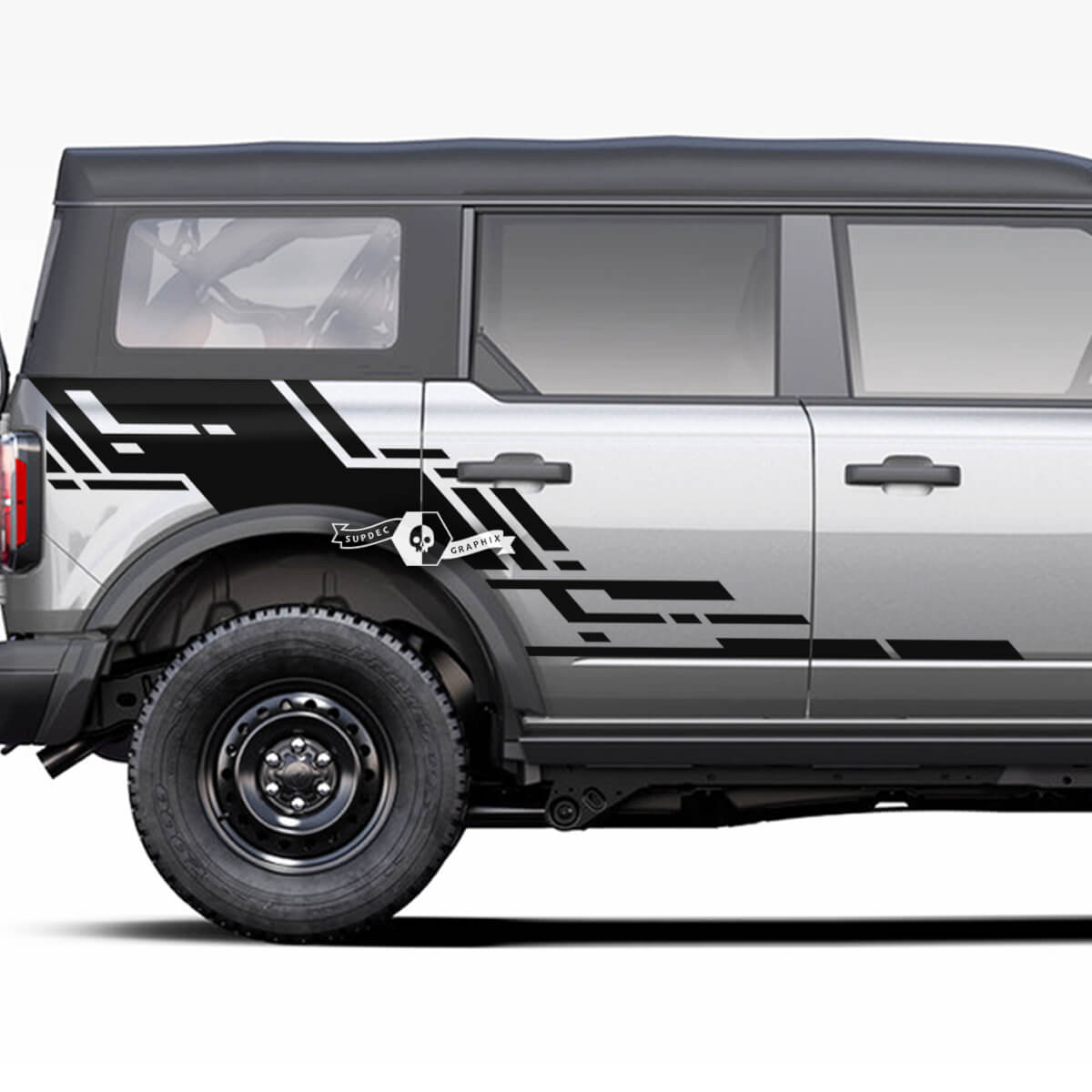 Pair of  Doors Side Geometric Logo Graphics Splash Decals Stickers for Ford Bronco 20212022 2023
