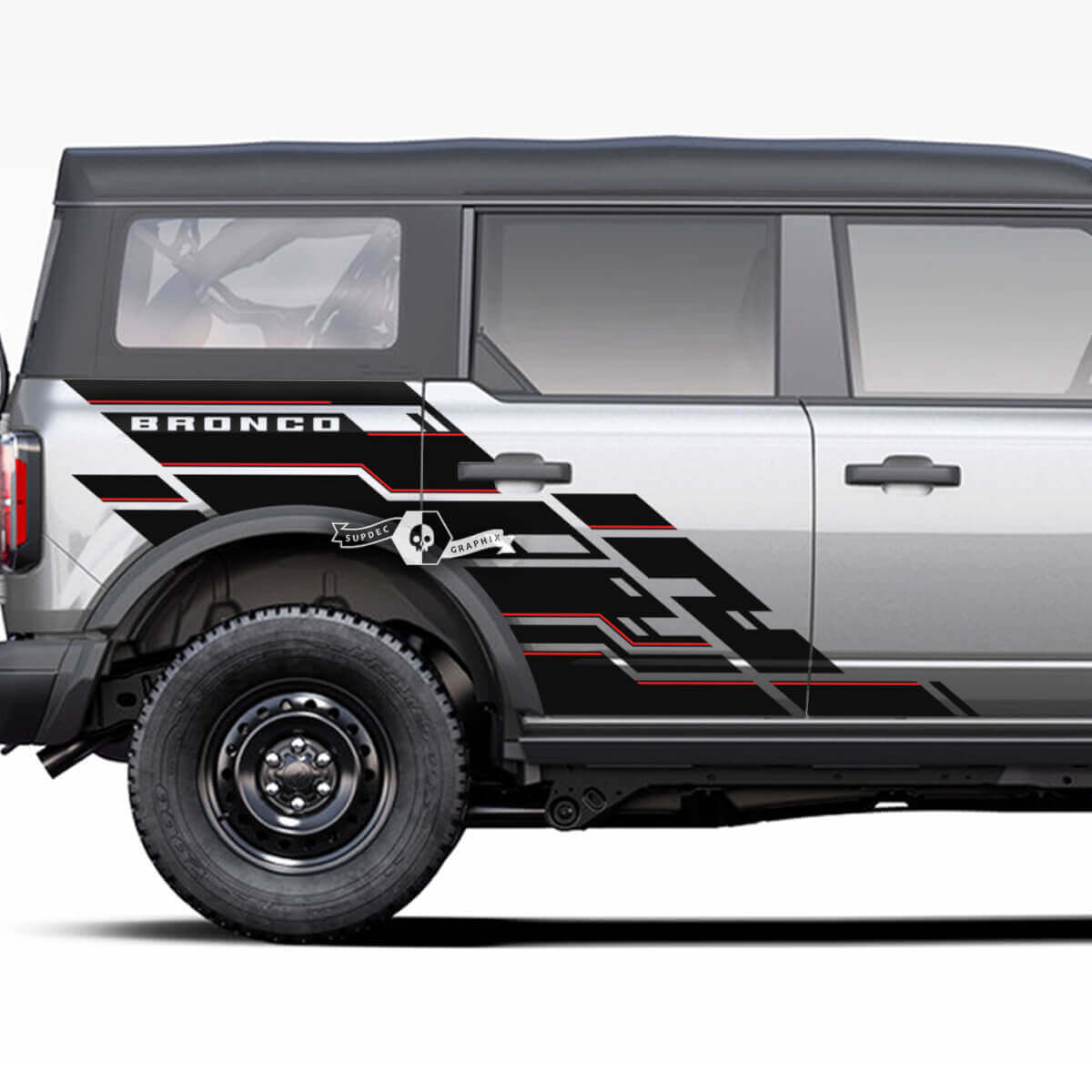 Side Door and Bed Fender Geometric Splash Graphics Decal Stickers 3 for Ford Bronco