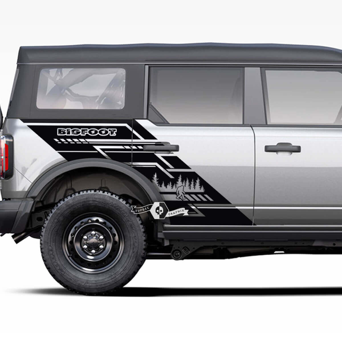 Pair of  Doors Side Forest Bigfoot Graphics Splash Decals Stickers Bed Fender for Ford Bronco 20212022 2023
