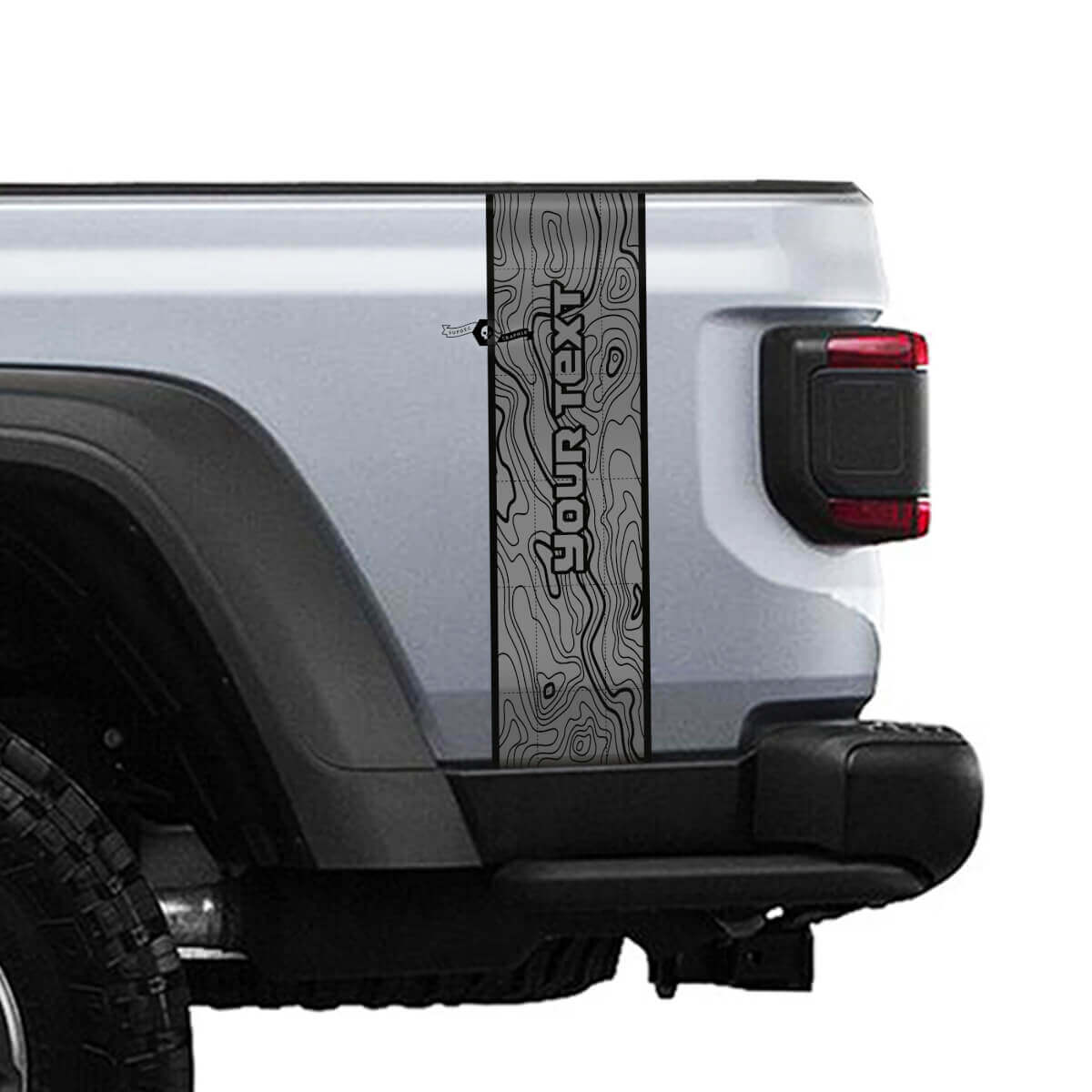 Personnalisé Texte Carte Topographique Bande Vinyle Graphique Arrière pour Jeep Gladiator JT Rubicon Mojave